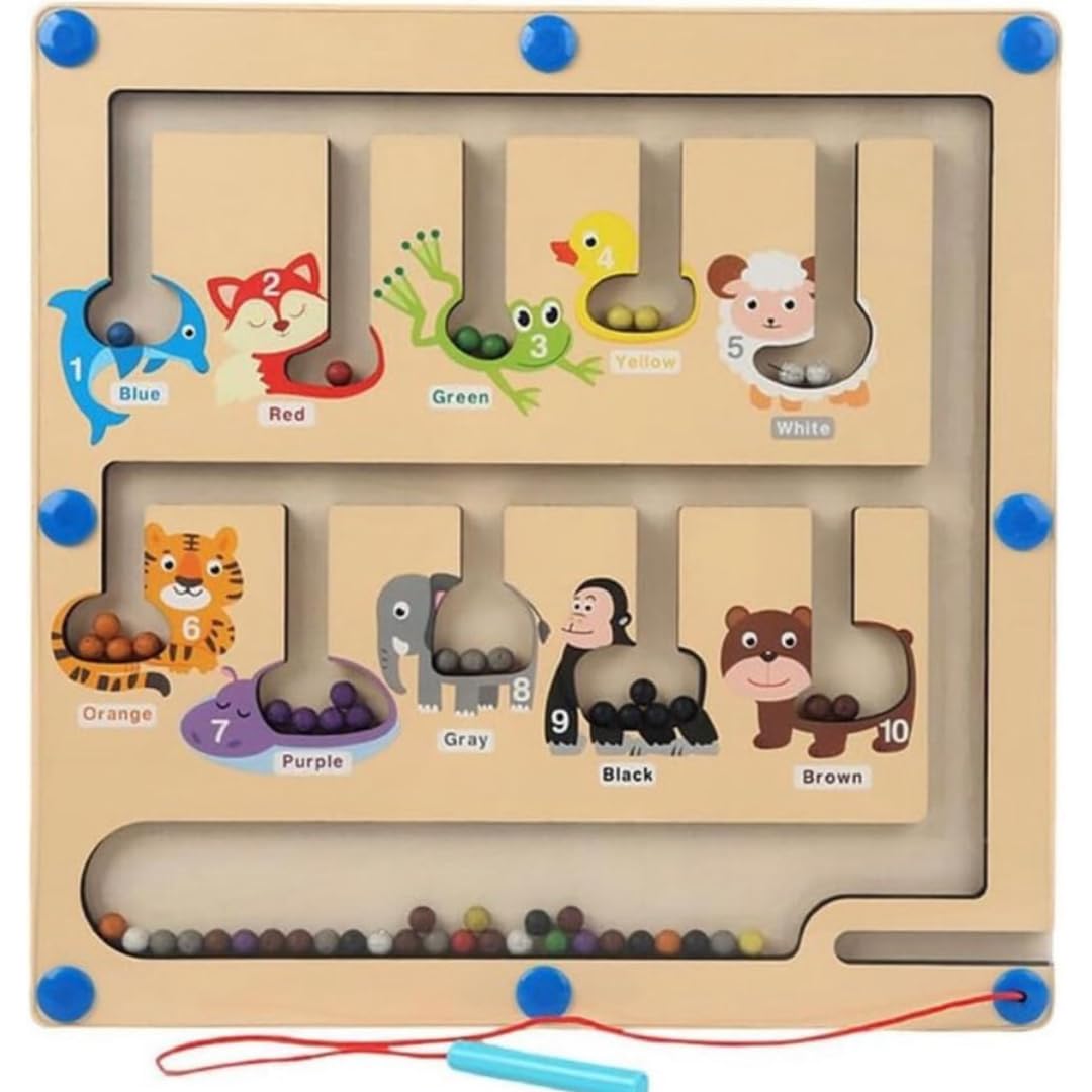 MontyMaestro Magnetic Color and Animal Maze - Montessori Educational Toy for Kids Ages 3+ | Learning Activity Game with Animal Puzzles & Magnet Board | Perfect for Preschool Classroom, Travel & Home Play
