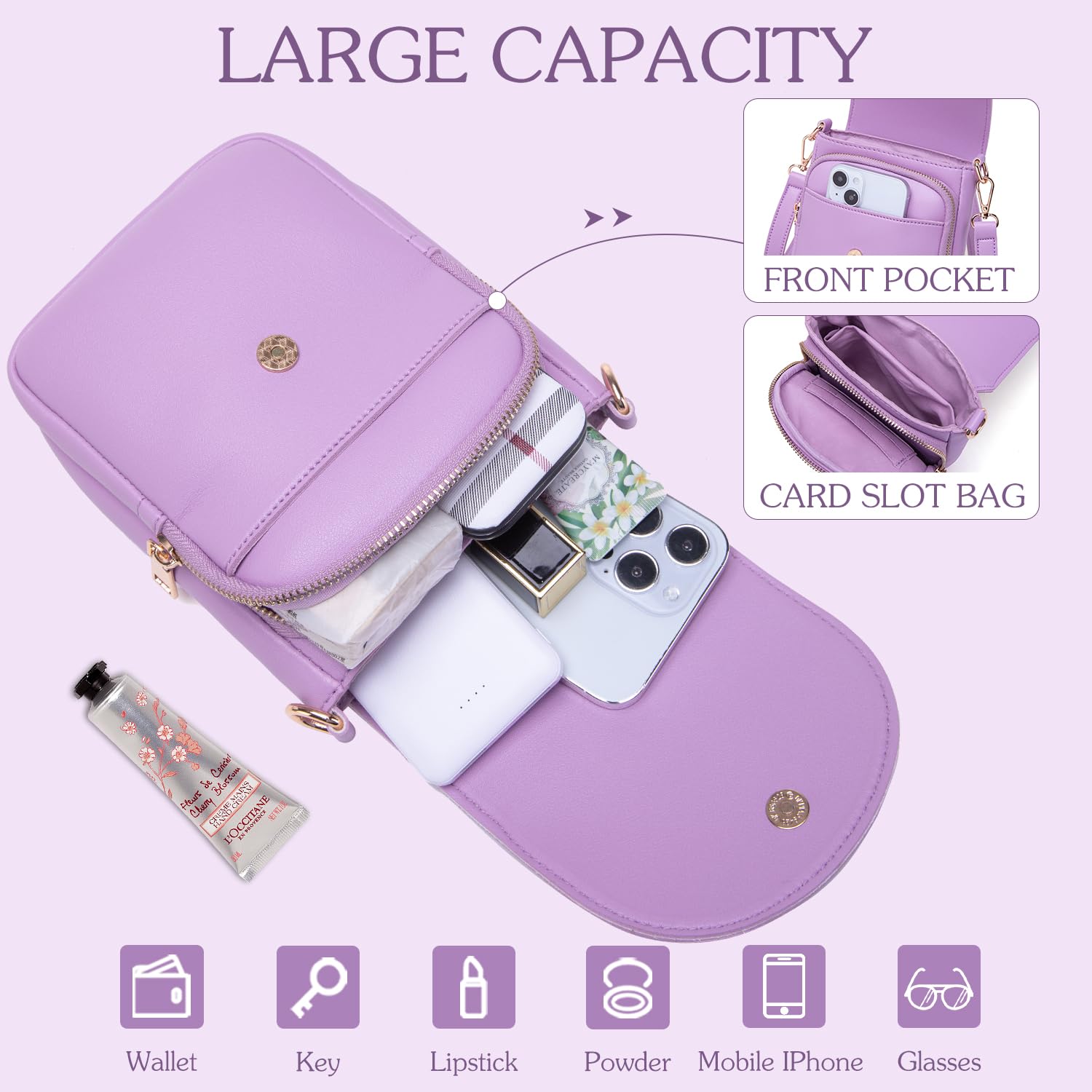 Stylish Leather Crossbody Purse for Teen Girls - Small Initial Phone Bag with Triple Compartment (Perfect for School, Travel & Everyday Use)