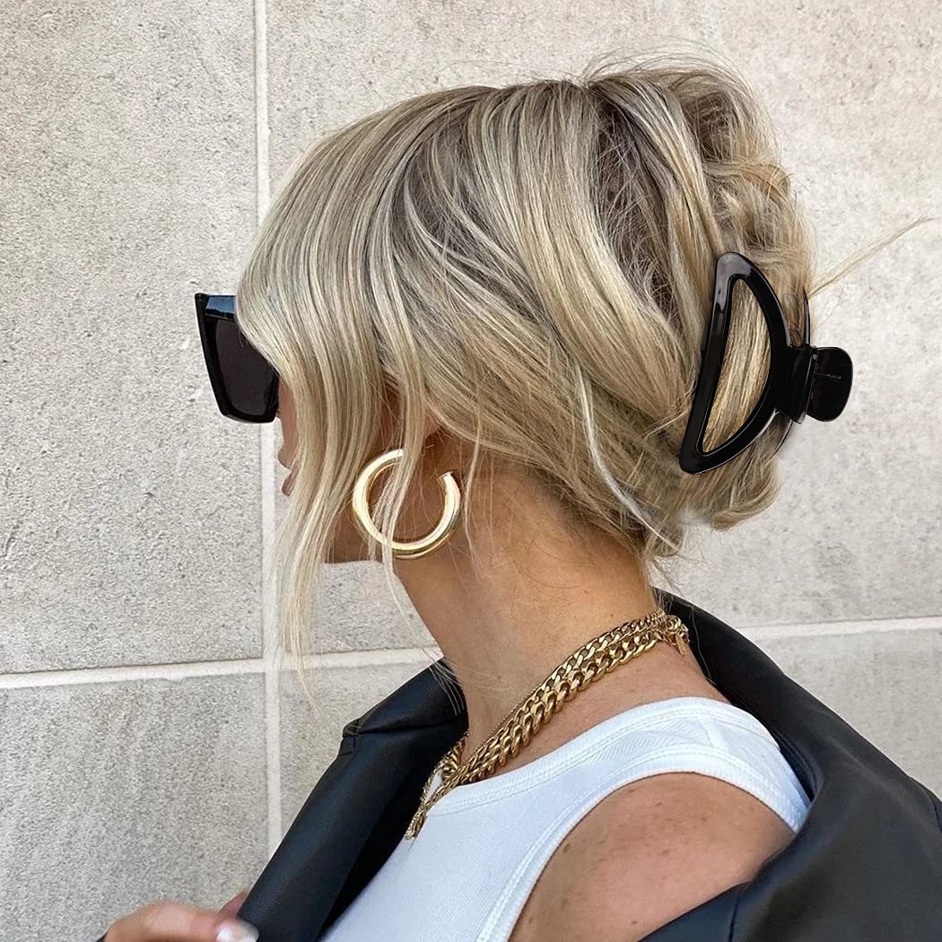 Canitor 4Pcs Women's Hair Claw Clips - Semicircle Acrylic Hair Clips for Thick, Thin & Medium Hair - Perfect for Ponytails, Buns & Everyday Hairstyles