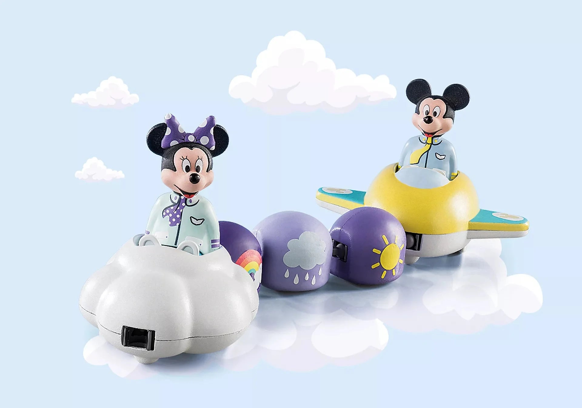 1.2.3. & Disney: Mickey & Minnie's Cloud Train - Official Licensed Toy Train Set for Kids with Light & Sound Effects | Perfect for Birthday Gifts, Christmas Presents & Disney Themed Playtime