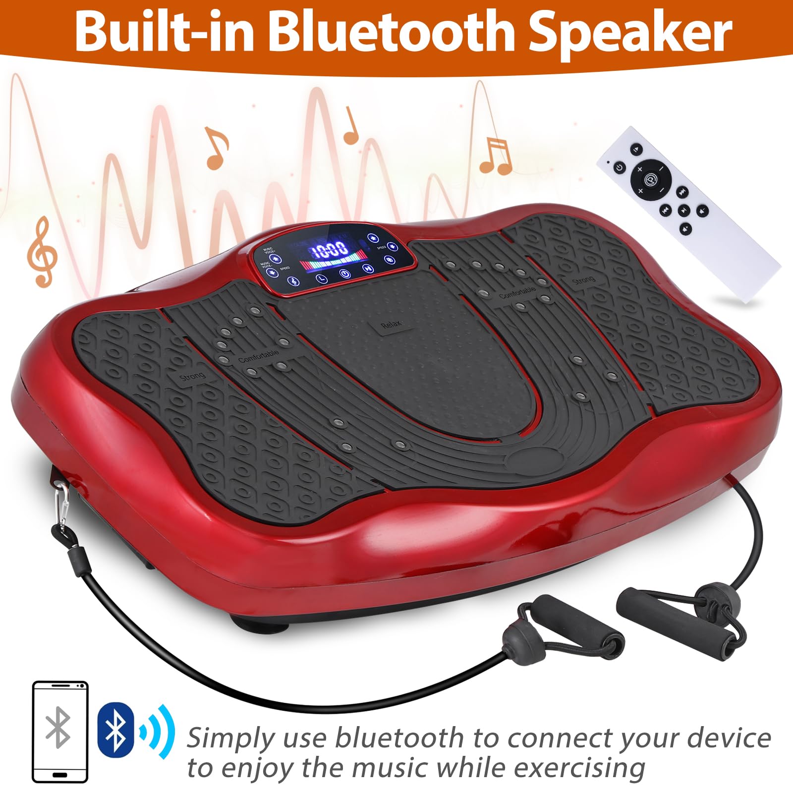 Premium Vibration Plate Exercise Machine for Weight Loss & Lymphatic Drainage - Whole Body Workout Equipment with Bluetooth, Remote & Loop Bands - 120 Speed Levels - Home Gym & Travel Fitness Solution