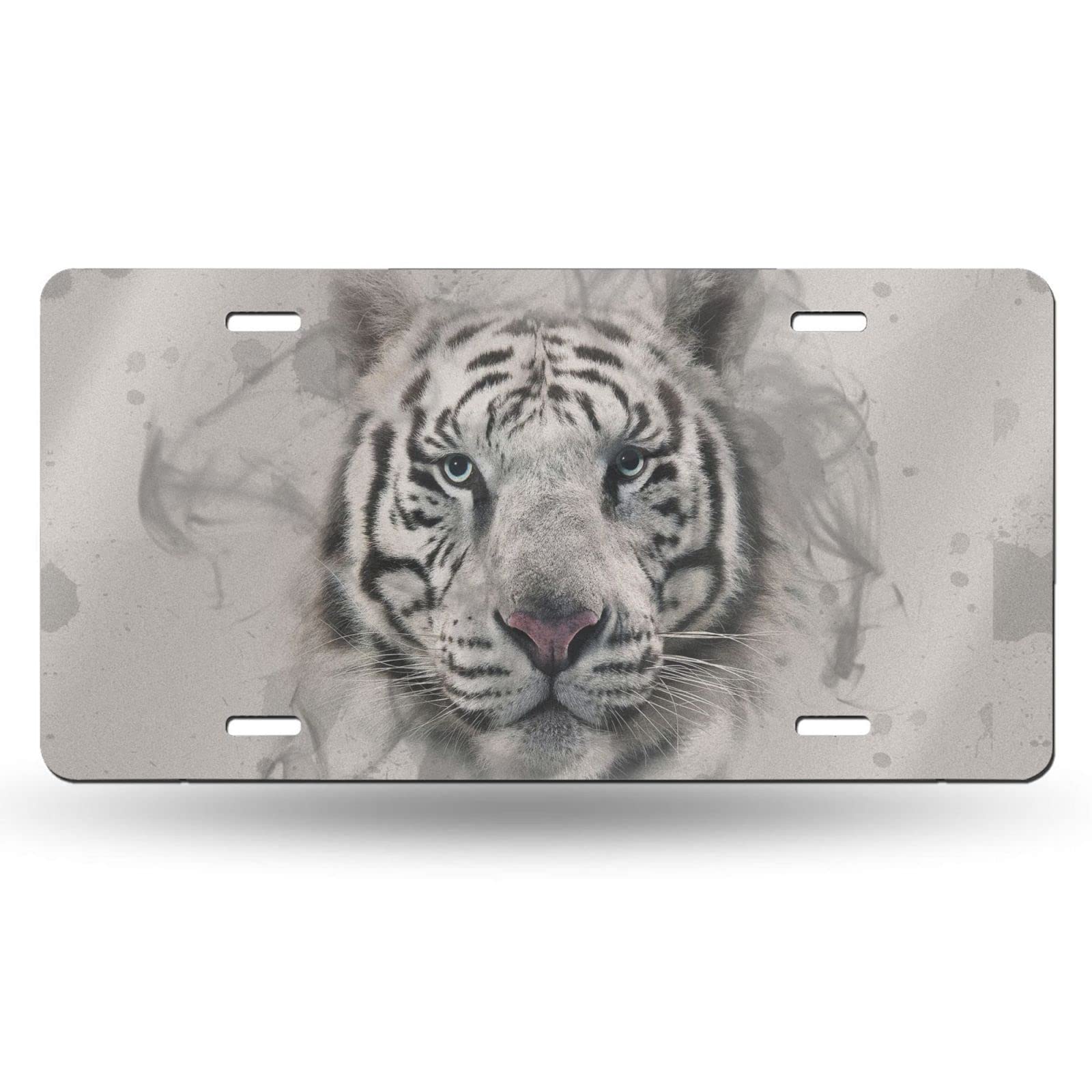 White Tiger Aluminum Metal License Plate - 6x12 Inch Decorative Car Front Plate for Men, Women, Boys & Girls - Perfect for Cars, Trucks, SUVs & Motorcycles