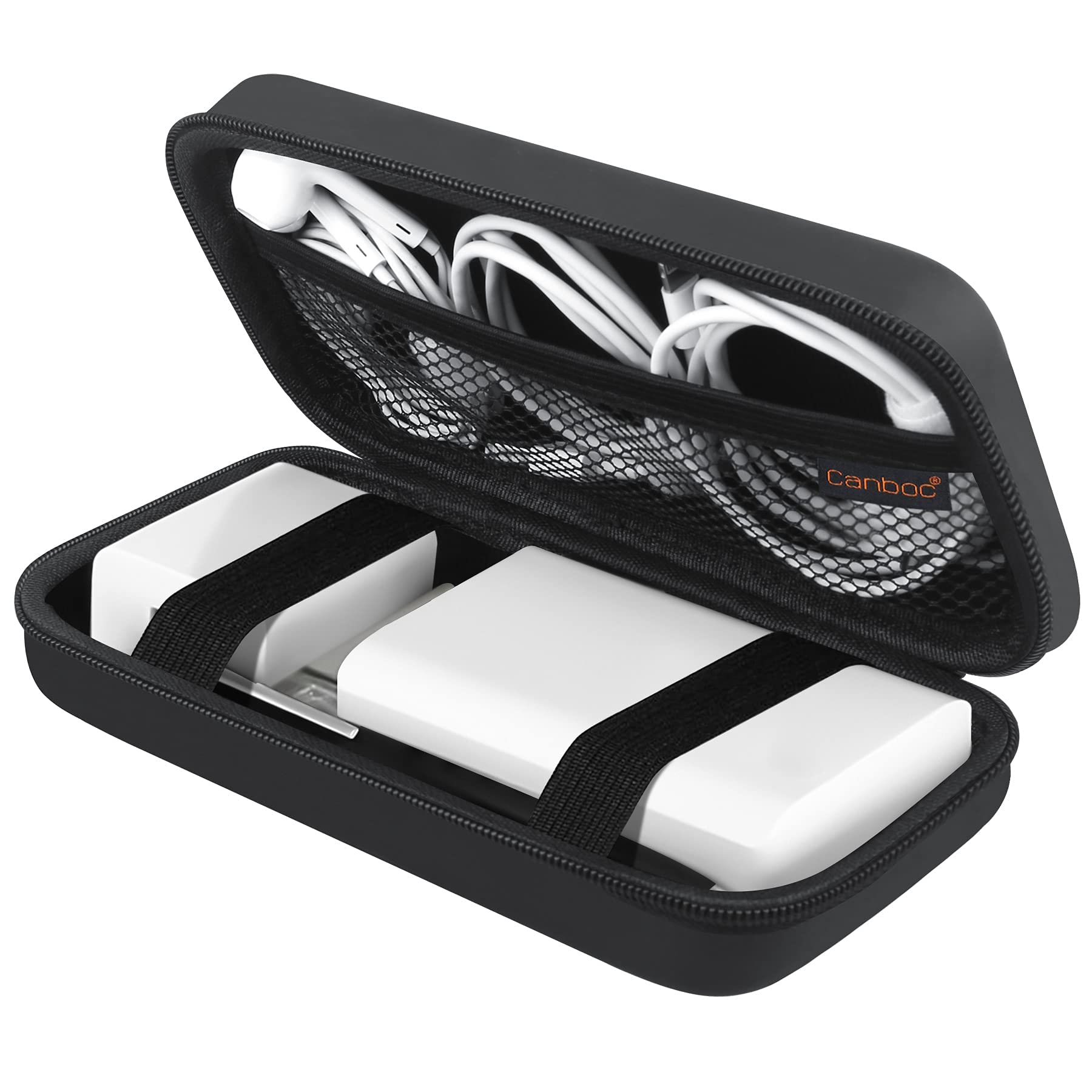 Canboc Electronics Travel Organizer - Portable Cable Storage Bag for MacBook Charger, Power Adapter, MagSafe, USB Hub, Power Bank & Earbuds | Black Electronic Accessories Case | Perfect for Business Travel, Office & Home Organization