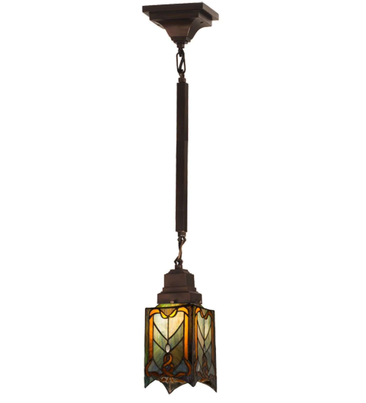 StarSun Depot 5.5 Inch Square Cottage Mission Style Mini Pendant Light - Damp Rated for Kitchen Island, Dining Room, or Entryway Lighting