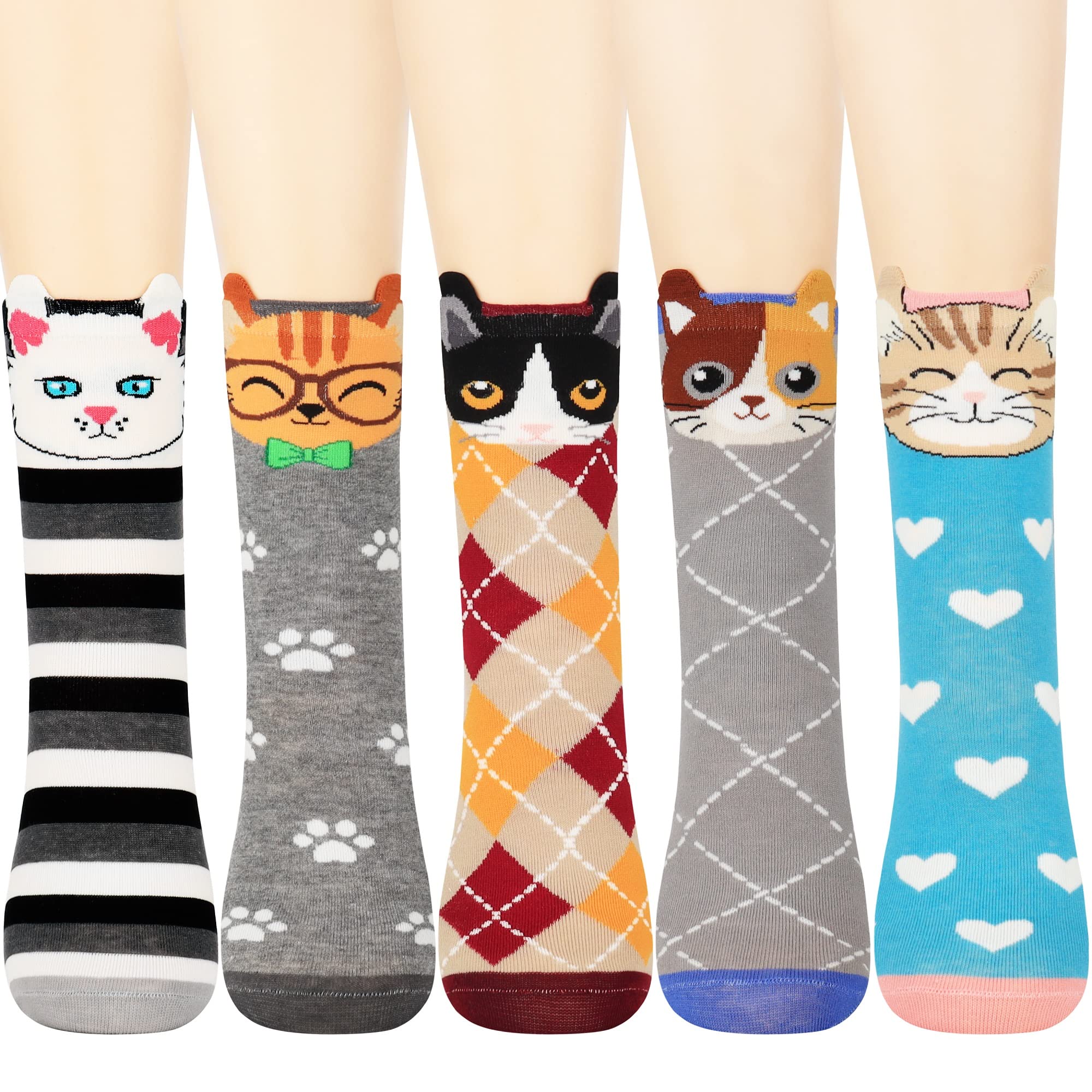 Cute Cat Socks for Women - Funny Animal Novelty Socks with Owl & Dog Designs - Perfect Gift for Cat Lovers & Pet Owners - Cozy Homewear, Office Socks & Unique Birthday Present Idea