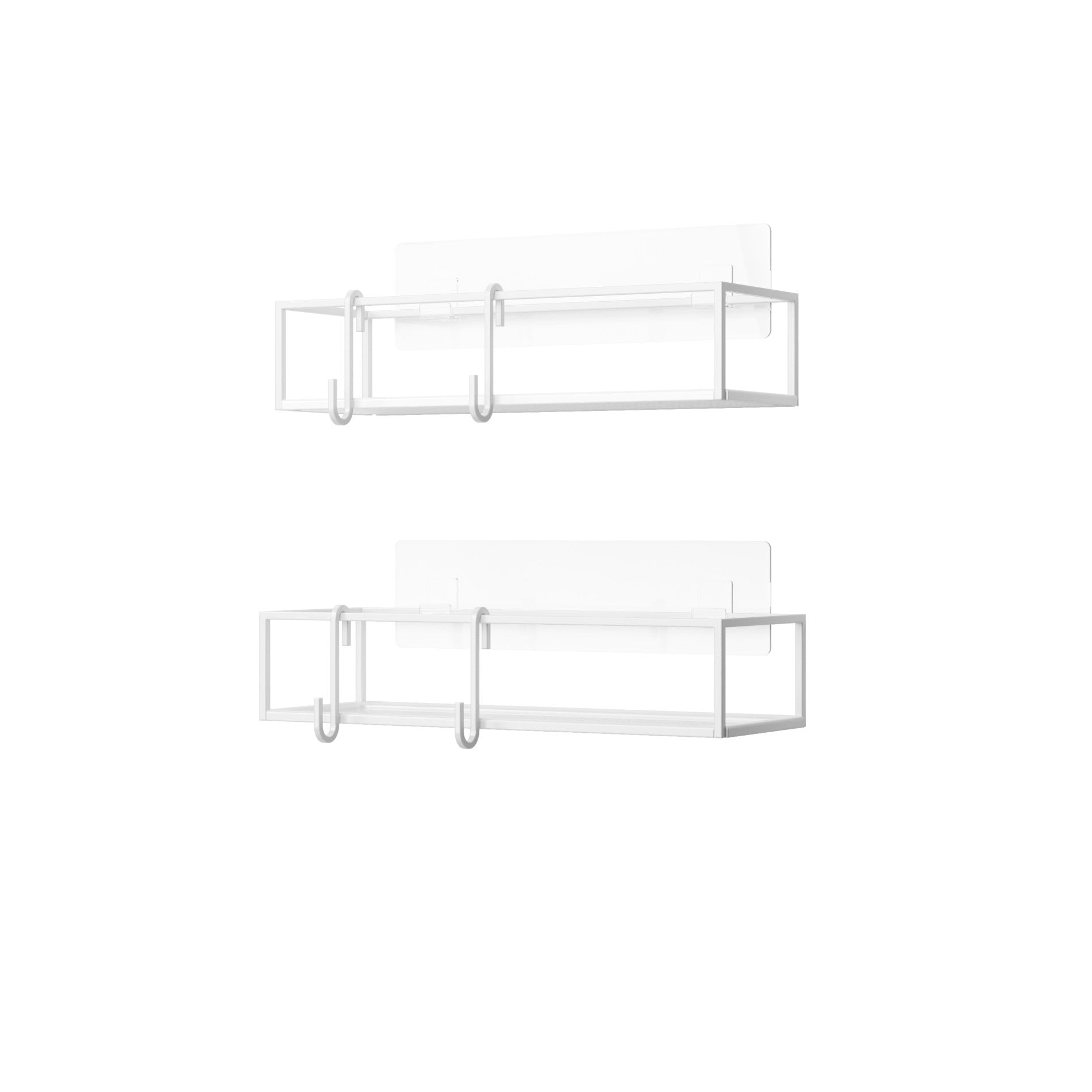 Cubiko Adhesive Shower Bins Set of 2 - Waterproof Bathroom Storage Organizer for Shampoo, Soap & Beauty Products - Perfect for Small Spaces & Apartment Living