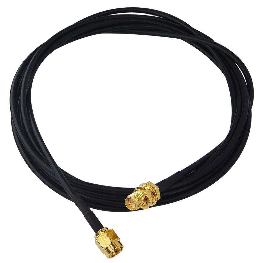 Boobrie RP-SMA Coaxial Cable 6.5ft/2M RG174 Low Loss Antenna Extension Cable - RP SMA Male to Female Connector for WiFi, 4G LTE, Router, Drone & Ham Radio - Perfect for Home Network Setup & Wireless Signal Boosting