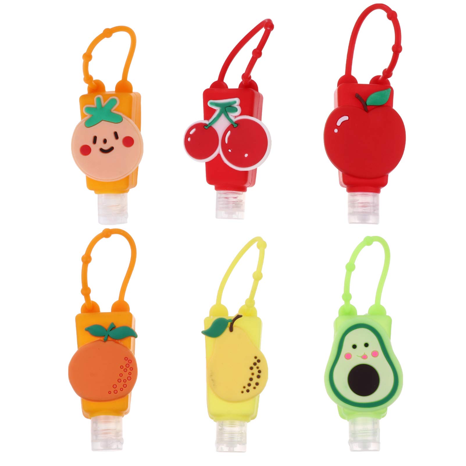 DOITOOL 6PCS Travel Bottles Keychain - Leak Proof Refillable Empty Hand Bottle Holders with Silicone Case for Kids, Toiletries, Shampoo & Liquid - Perfect for Travel, Gym, Camping & Outdoor Activities