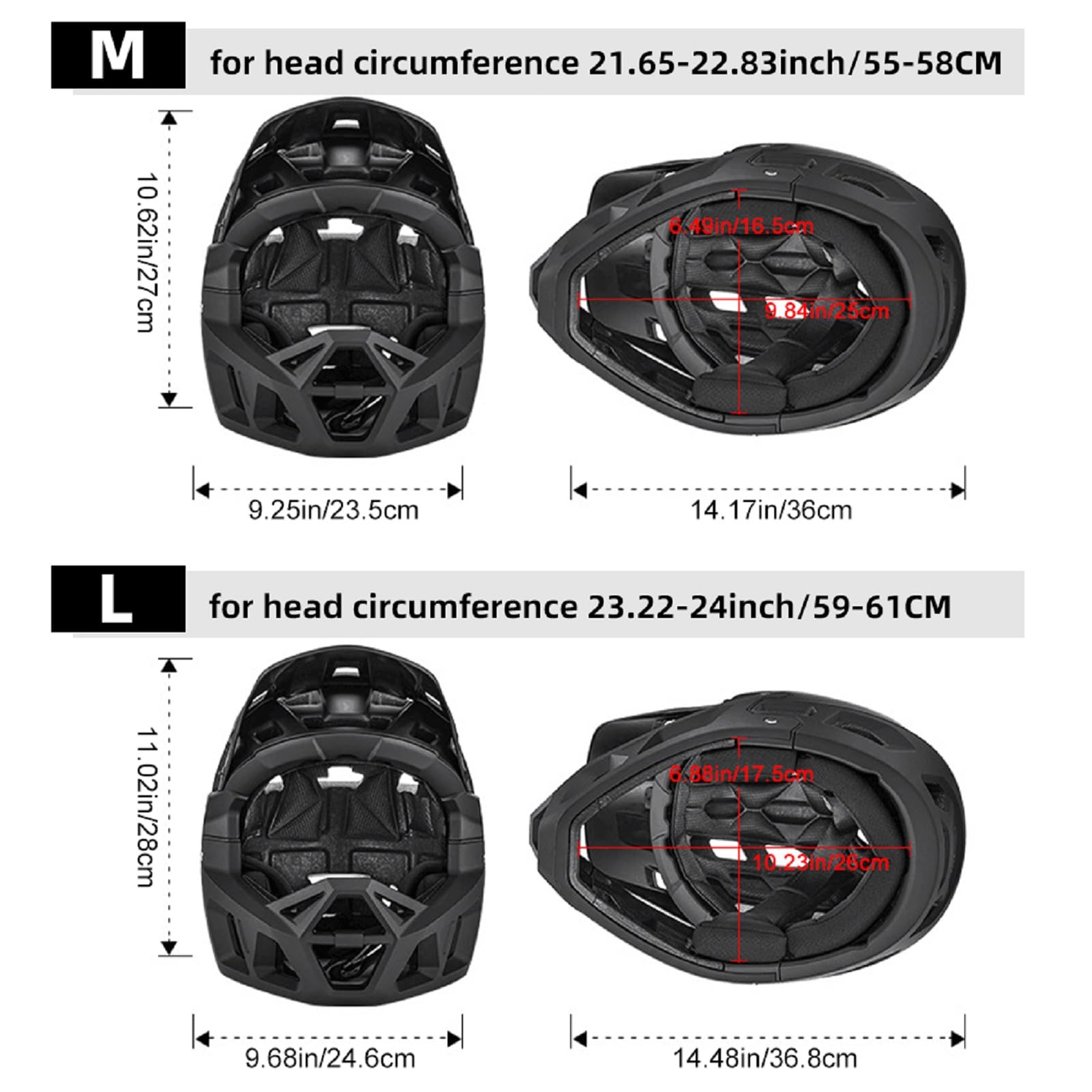 Lixada Full Face Mountain Bike Helmet for Adults - Lightweight MTB Helmet with Removable Pads & Visor - Comfortable Downhill Cycling Helmet for Men & Women - Perfect for Trail Riding, Enduro Racing and Mountain Biking Adventures