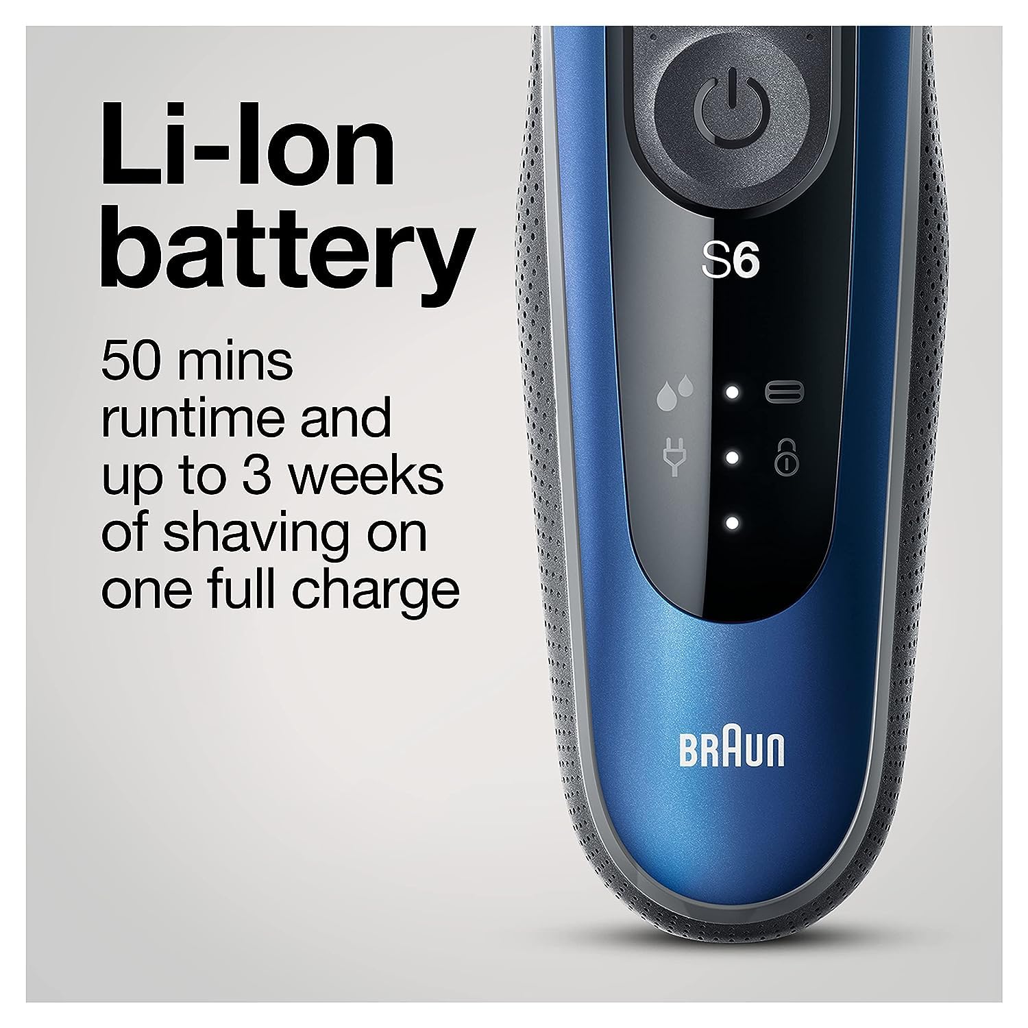 Braun Series 6 6040cs Electric Shaver for Men - Wet & Dry Rechargeable Cordless Foil Shaver with Precision Trimmer & Charging Stand - Blue | Perfect for Travel, Home & Office Use