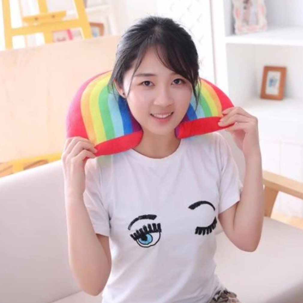 13.7 Inch Rainbow Shaped Plush Pillow for Girls & Kids - Soft Arch Support Cushion for Bed, Sofa, Chair Decor - Perfect for Nursery, Playroom, and Cozy Home Decor
