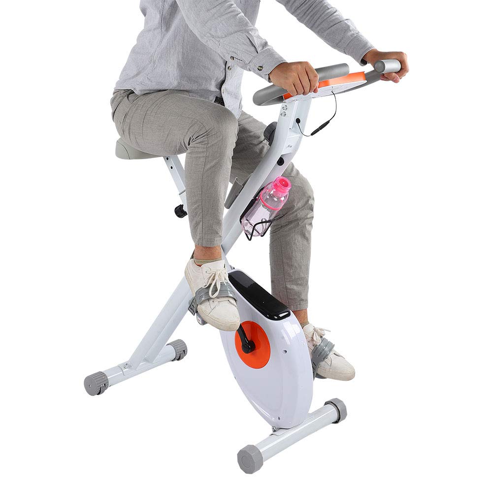 Foldable Exercise Bike with LCD Monitor & Resistance Bands - Adjustable Height, Silent Workout Equipment for Home, Office & Gym - Perfect for Weight Loss, Cardio Training & Full-Body Toning
