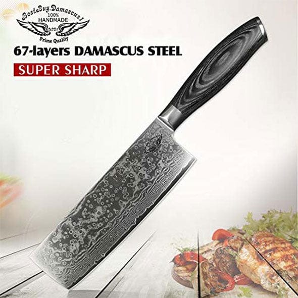 Premium 8-inch Japanese Nakiri Knife - VG10 Stainless Steel Blade for Professional Chefs & Home Cooking - Perfect for Chopping Vegetables, Herbs & Sushi Prep
