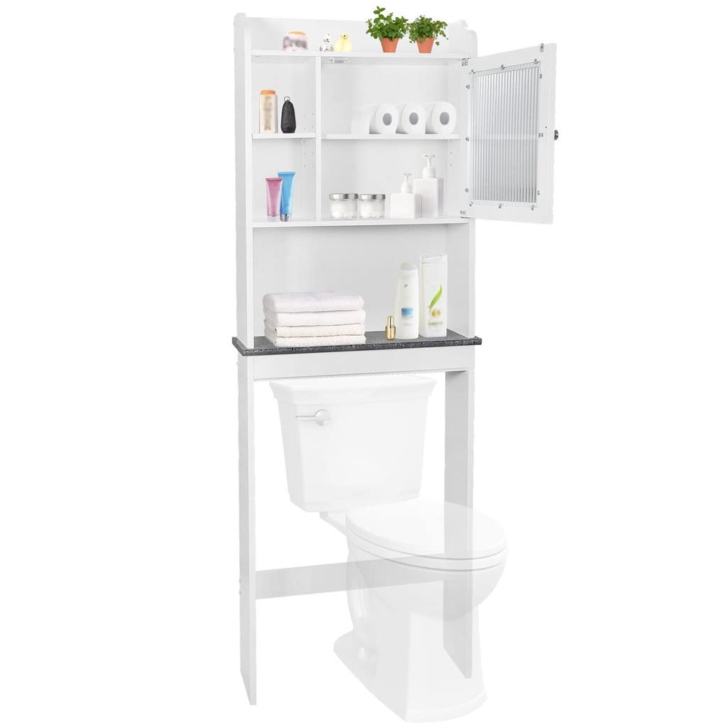 Wooden Over The Toilet Storage Cabinet - Bathroom Space Saver Organizer with 3-Tier Shelves for Towels, Toiletries & Home Essentials | Perfect for Small Bathrooms, Apartments & Powder Rooms