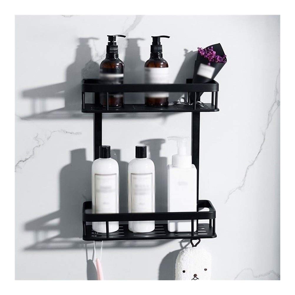 ZANMAM 3-Tier Aluminum Alloy Wall Mounted Corner Shelf - Rustproof Bathroom Storage Organizer for Shower, Kitchen & Living Room (Black, 2-Tier) - Perfect for Small Space Organization & Home Decor