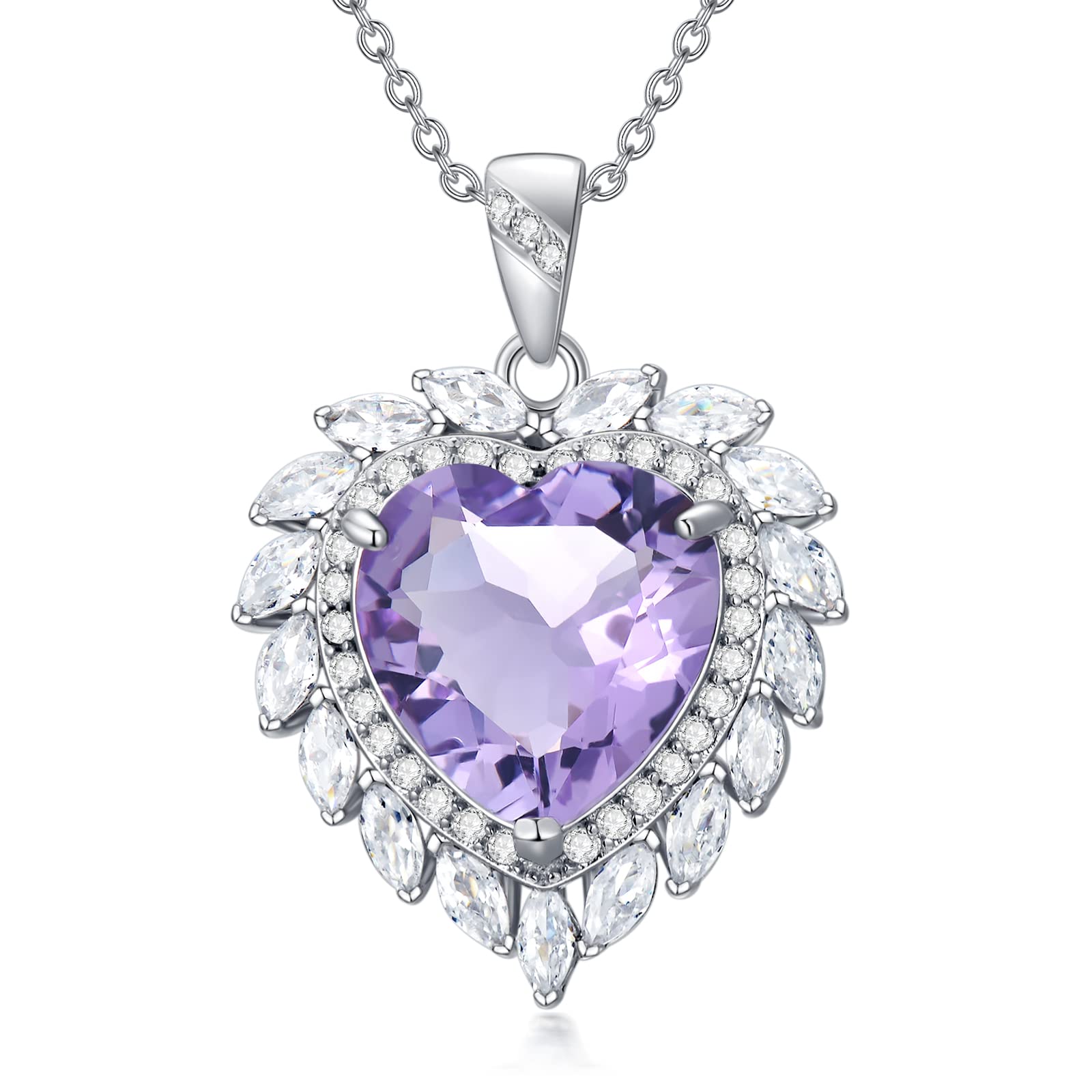 Natural Amethyst Necklace for Women - 925 Sterling Silver Purple Crystal Pendant Jewelry | Elegant Engagement, Wedding & Anniversary Gift | Perfect for Spiritual Healing, Meditation & Special Occasions
