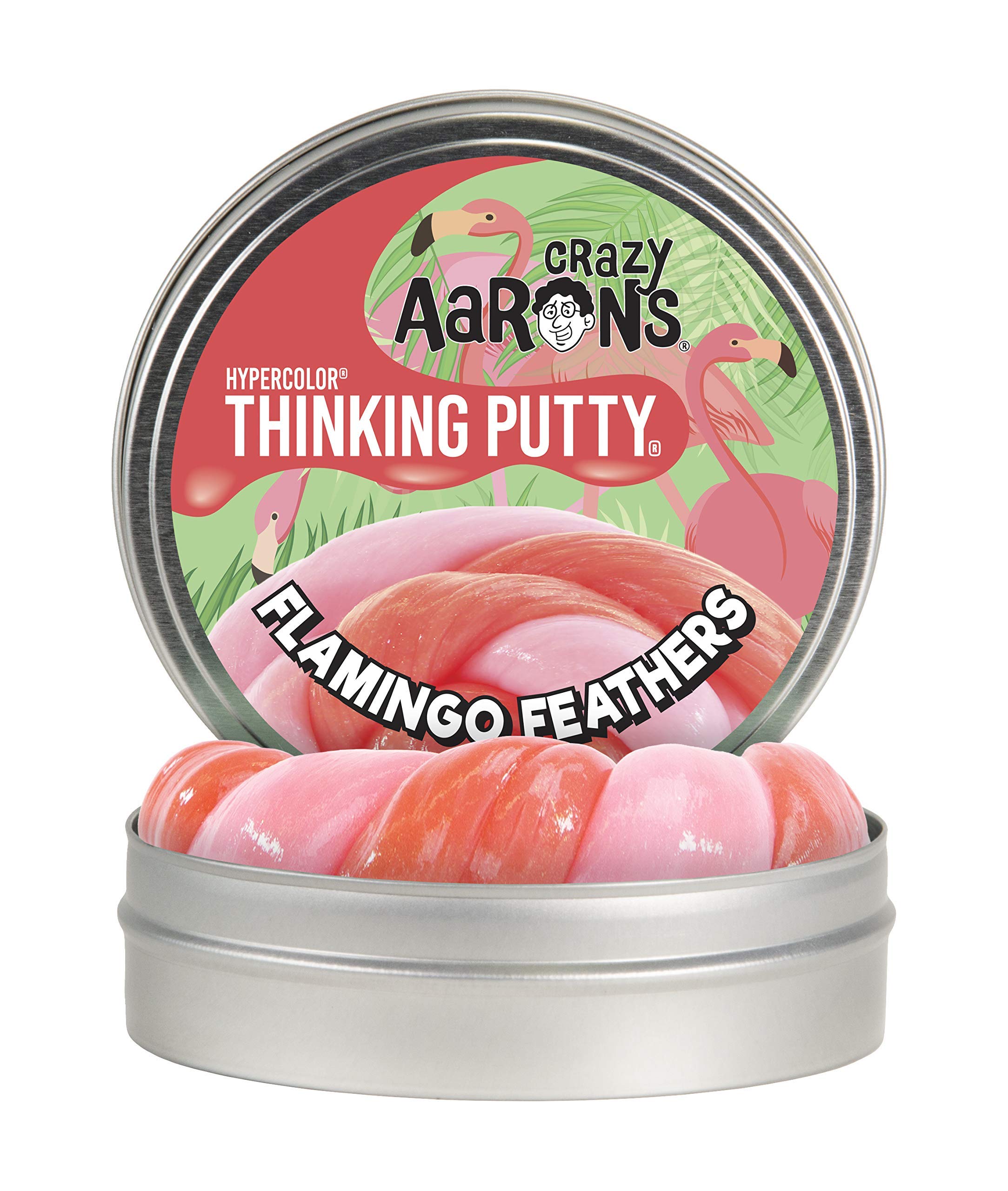 Crazy Aaron’s Thinking Putty 4” Tin - Flamingo Feathers Hypercolor | Color Changing Sensory Putty for Stress Relief & Fidgeting | Soft, Non-Drying Texture | Perfect for Office, Classroom & Home Relaxation