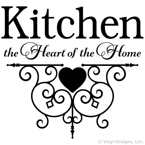 Kitchen The Heart of The Home Quote Vinyl Wall Decal Sticker - Black Home Decor Art for Kitchen, Dining Room & Living Room Wall Decoration