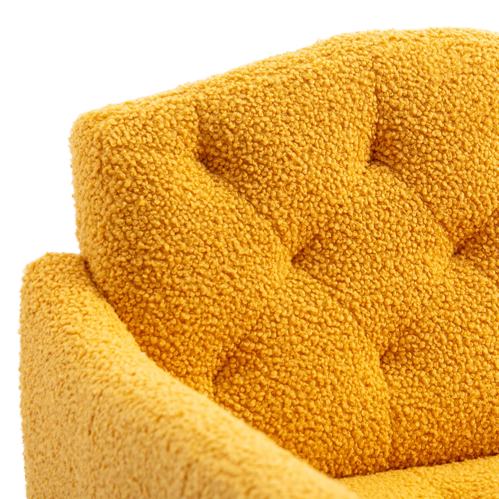 Modern Single Sofa Chair - Upholstered Accent Living Room Armchair with Rose Gold Metal Legs, Tufted Comfortable Reading Chair for Bedroom, Office & Lounge (Yellow) - Perfect for Small Spaces, Home Decor & Relaxation