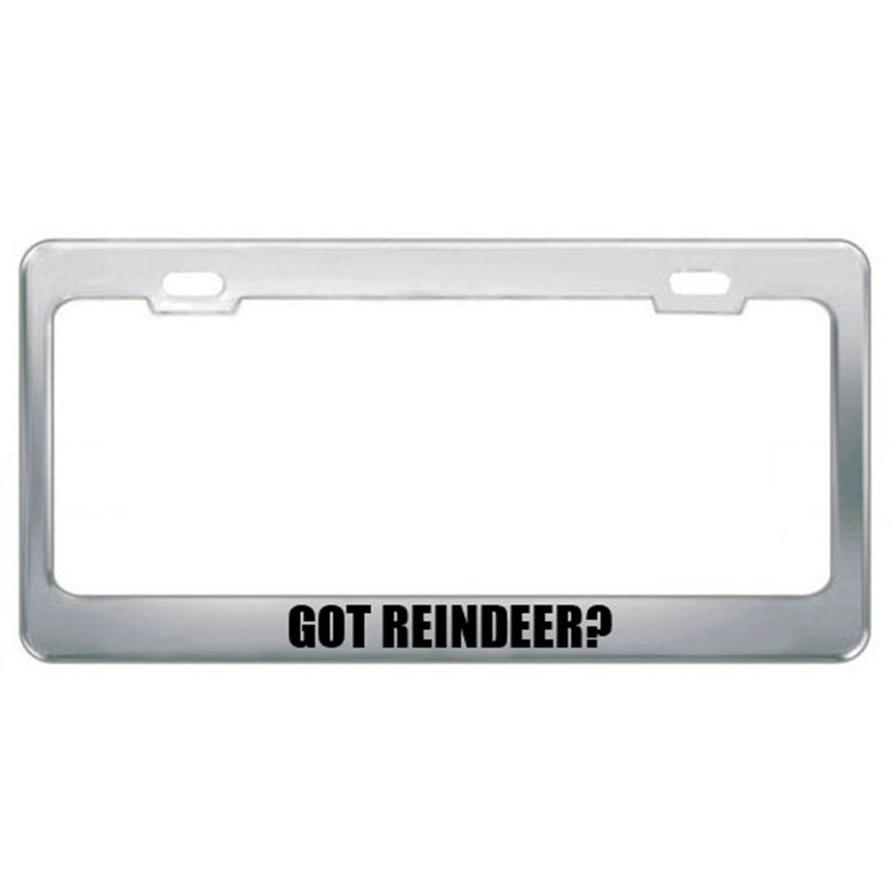 Speedy Pros Chrome Metal License Plate Frame with Reindeer Design - 2 Hole Car Accessories for Pets & Animal Lovers | Perfect for Holiday Gifts & Auto Decor