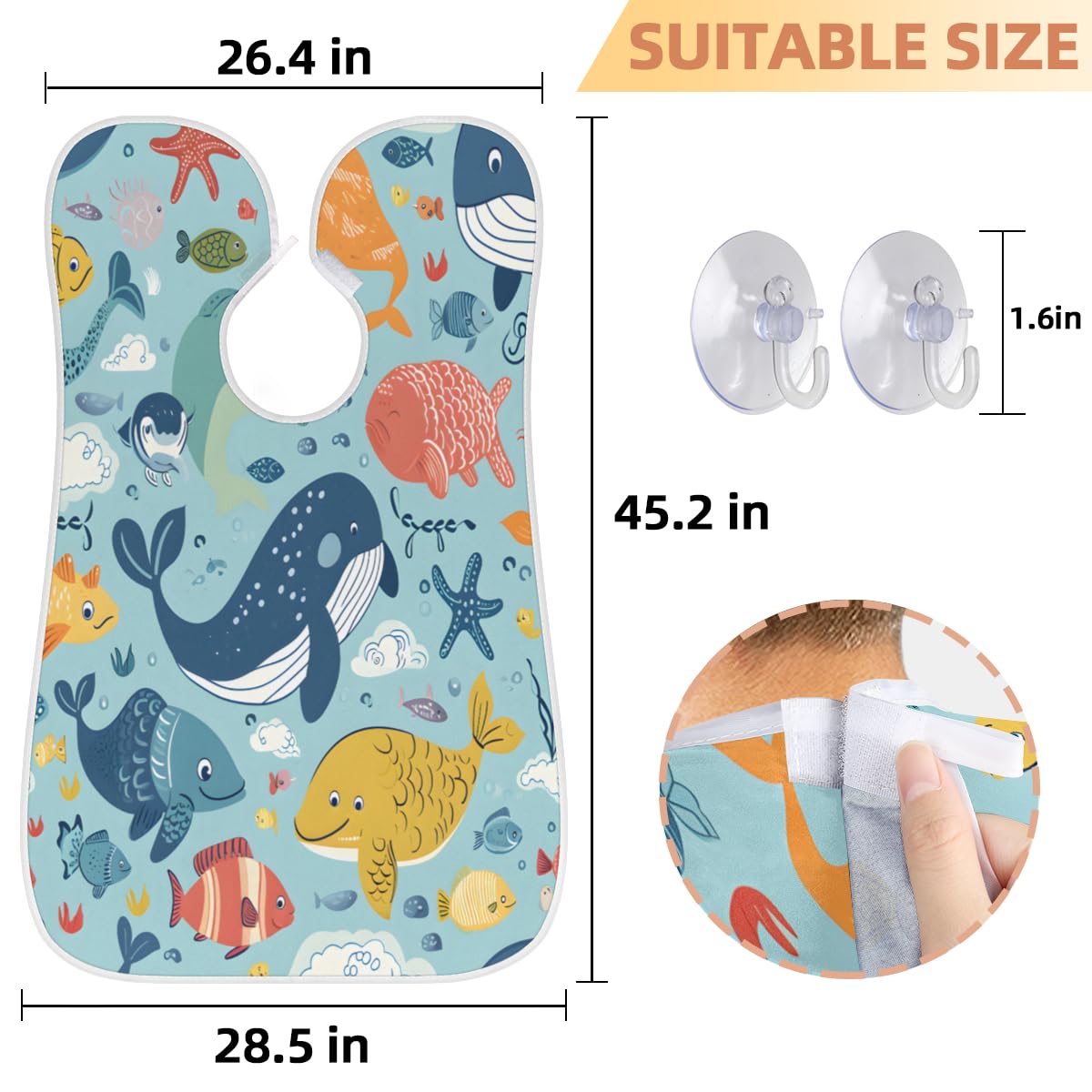 Cute Cartoon Whale Beard Shaving Bib for Men - Waterproof Makeup & Hair Dye Apron for Women, Barber Cape for Haircut - Sink Hair Catcher & Beard Trimming Tool - Perfect for Home Grooming & Salon Use