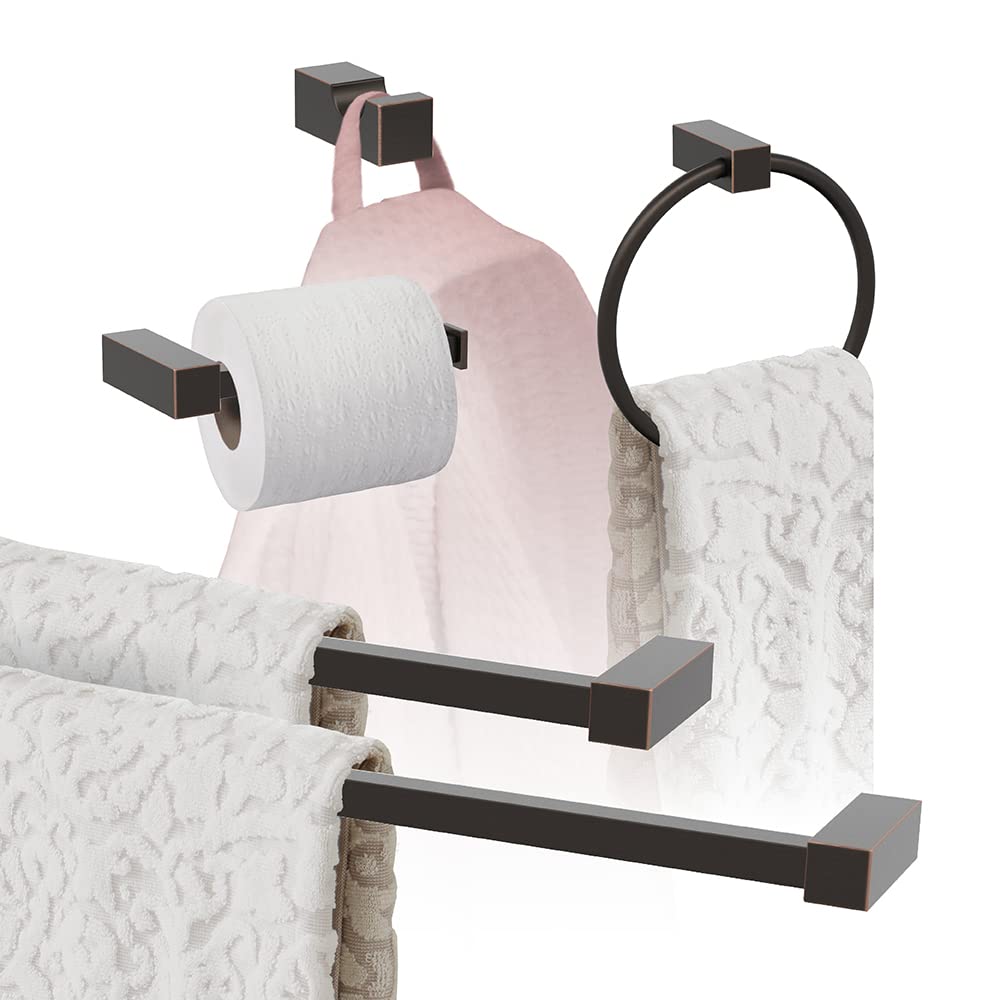 Amerock Monument 5-Piece Bathroom Accessories Set in Oil Rubbed Bronze - Complete Bathroom Hardware Kit for Vanity, Sink & Shower Organization