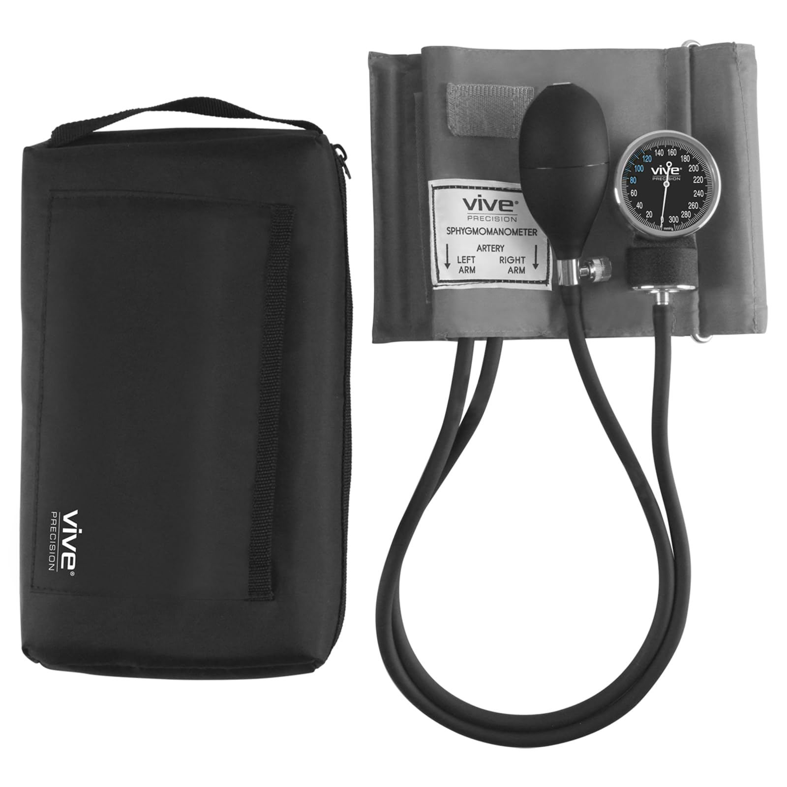 Professional Aneroid Sphygmomanometer - Manual Blood Pressure Monitor Kit with Carrying Case for Adults & Nurses - One-Hand Operation Upper Arm Cuff with Single Tube - Accurate BPM Measurement Device for Home Use, Clinics & Medical Offices