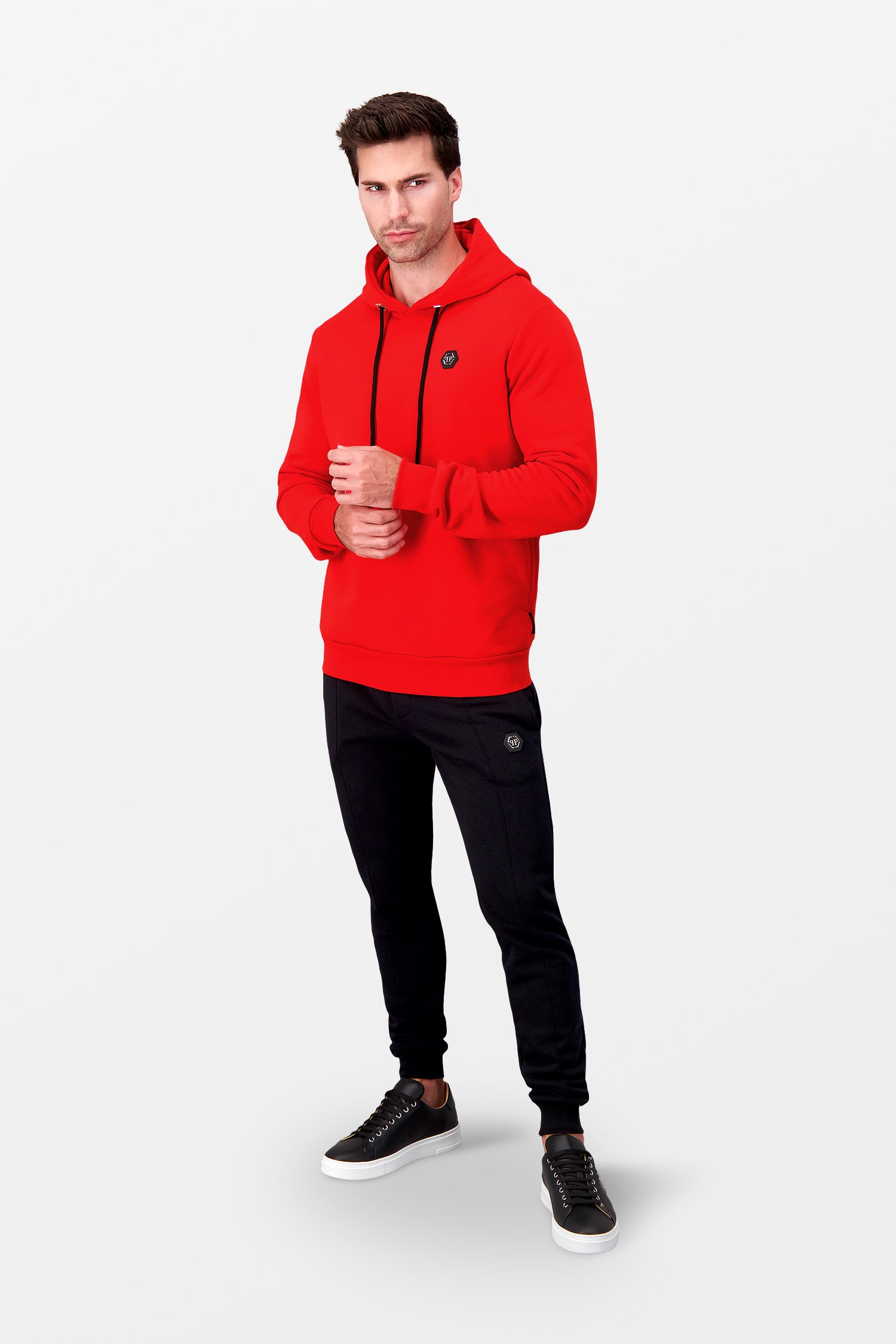 Philipp Plein Red Institutional Hoodie - Stylish Men's Pullover Sweatshirt for Casual Wear & Street Fashion