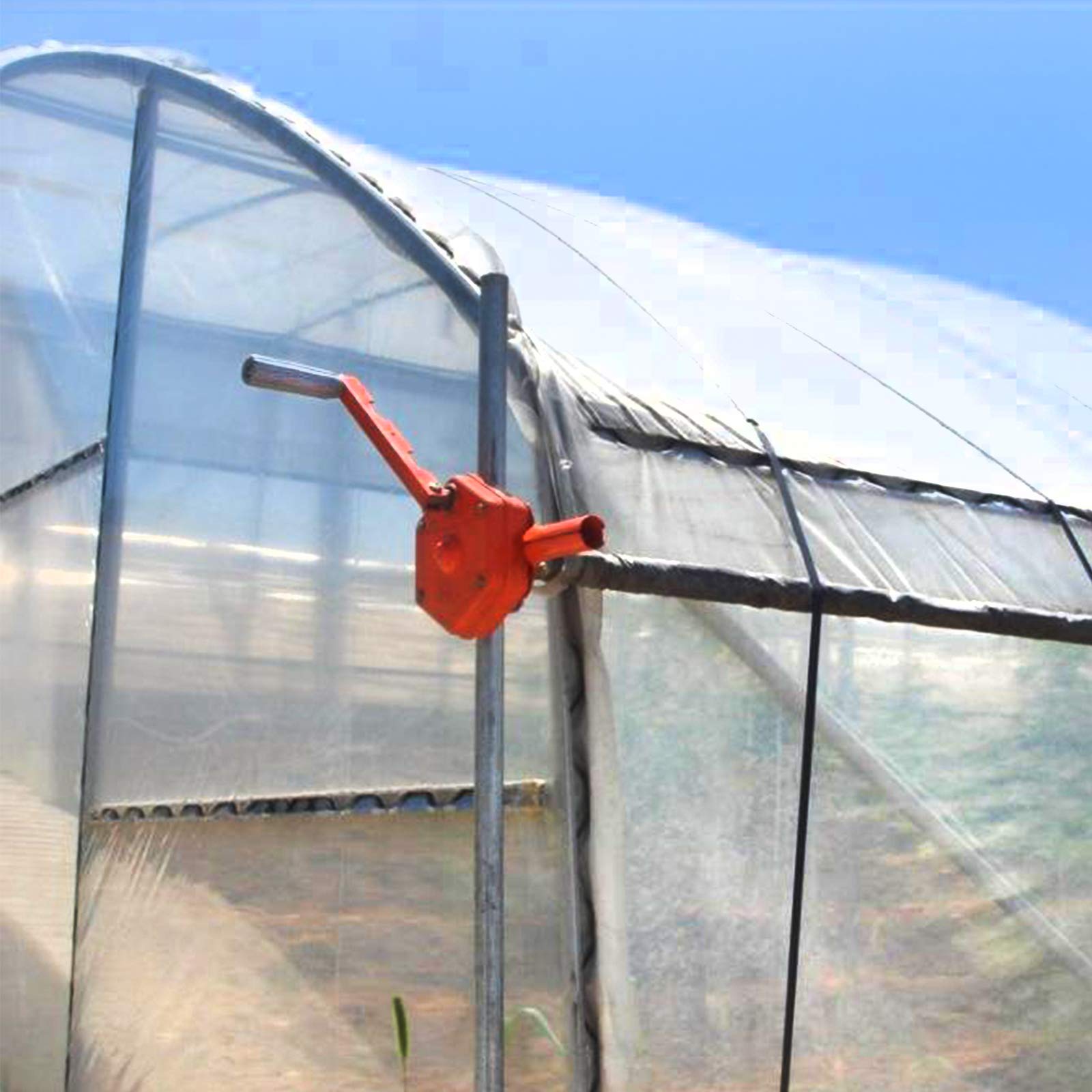 Greenhouse Sidewall Ventilation Hand Crank Winch - Easy Install Temperature Control Kit for Greenhouse Film Lifting - Orange - Perfect for Garden Ventilation & Climate Regulation