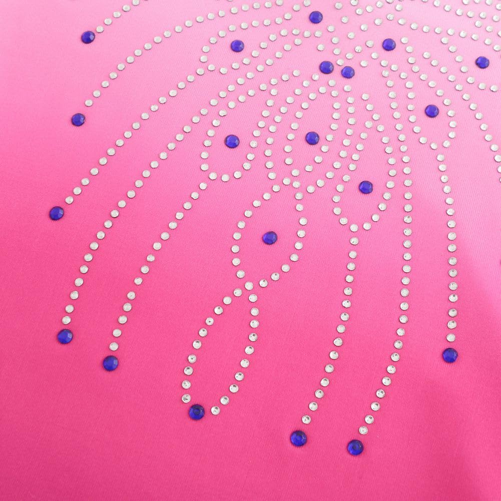 ESHOO Girls' Gymnastics Leotard - Sparkle Gradient Ballet Dance Leotard with Shining Diamonds | One Piece Gymnastics Wear for Competition & Practice | Perfect for Ballet, Rhythmic Gymnastics & Dance Performances