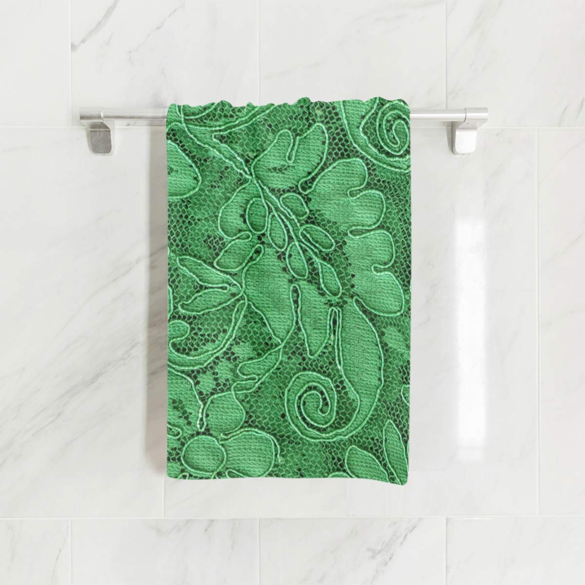ALAZA Floral Emerald Green Ultra Soft Hand Towel Wash Cloths - 16