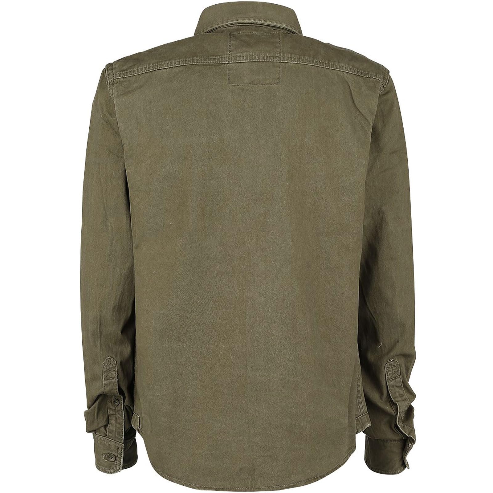 Men's Rugged Cotton Breathable Casual Button Down Long Sleeve Shirt with Raw Edges & Shoulder Boards | Durable Workwear & Outdoor Adventure Shirt for Hiking, Camping and Everyday Wear