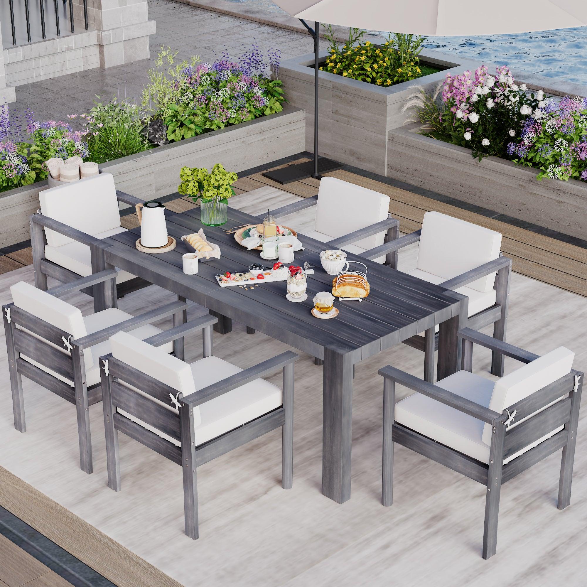 7-Piece Outdoor Patio Dining Set with 72.8