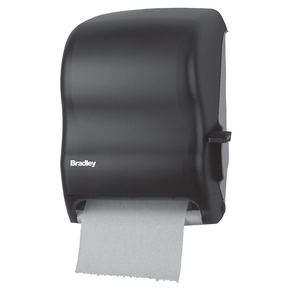 Bradley 2495-0000 Black Translucent Front Surface Mount Lever Roll Towel Dispenser - Ideal for Restrooms, Kitchens, and Commercial Spaces
