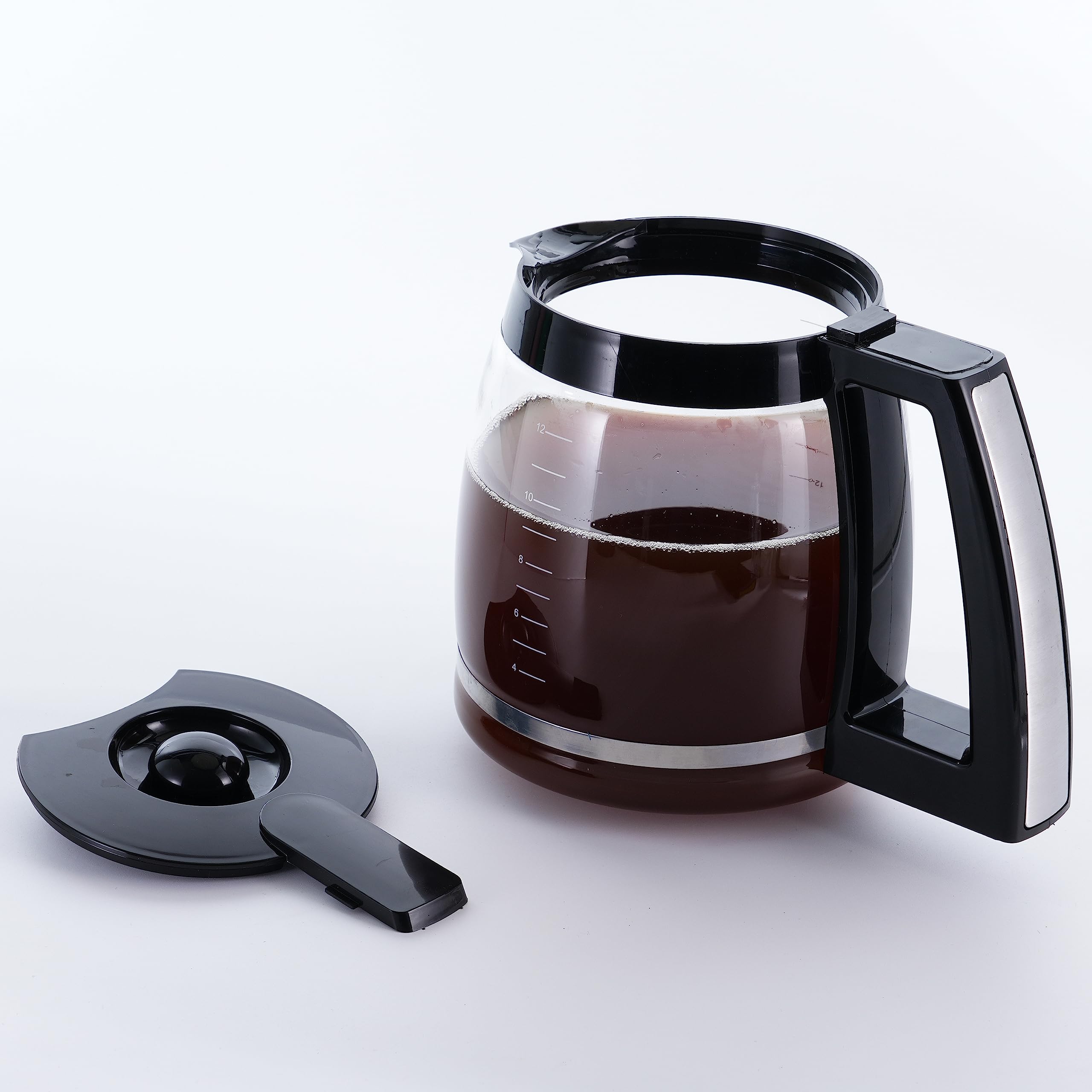 12-Cup Glass Carafe Replacement for Cuisinart DCC-1200PRC Coffee Maker - Decorative Stainless Steel Handle - Perfect for Home, Office & Restaurant Use