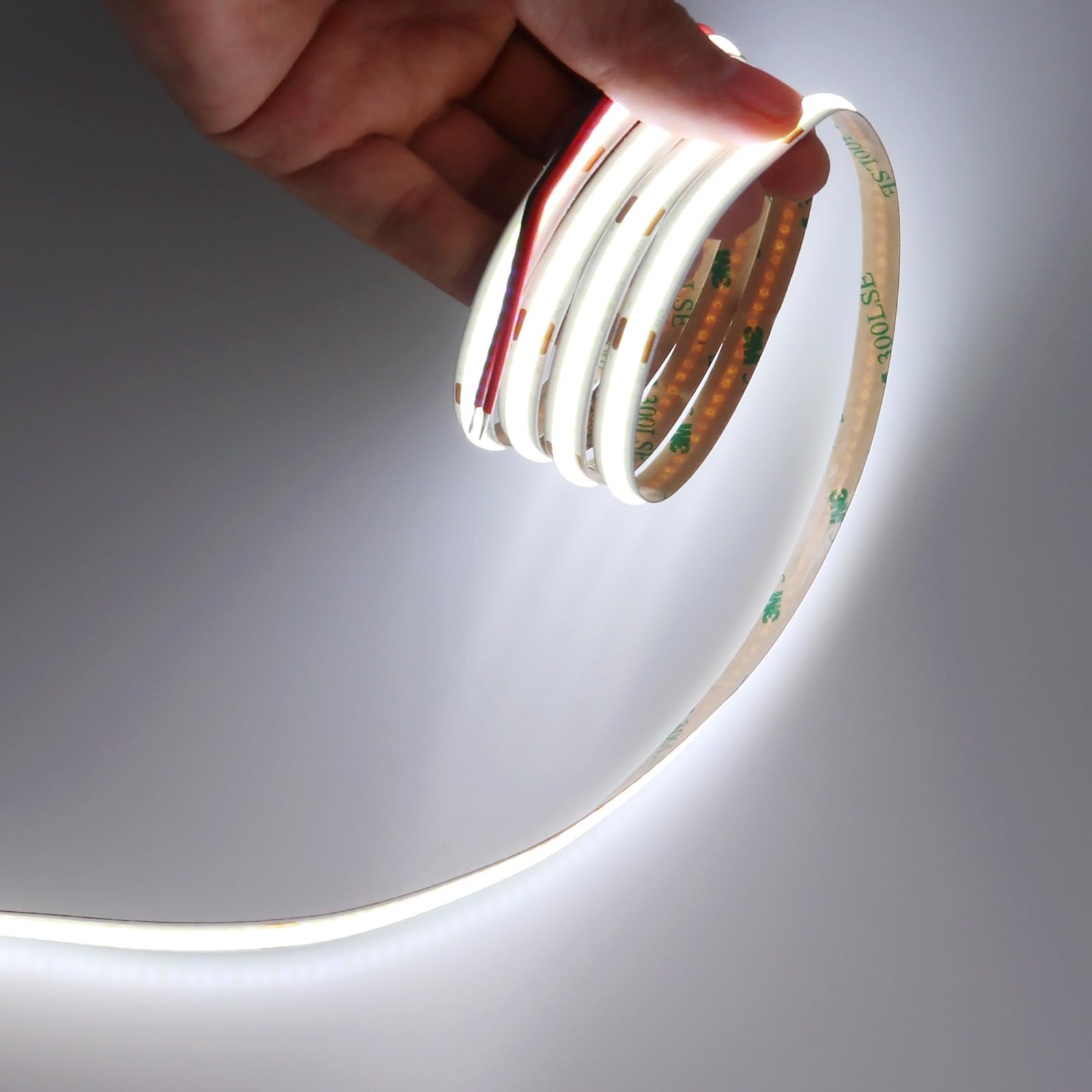 JOYLIT 24V COB LED Strip Light 6000K Cool White, 6M 320LEDs/M 4500LM Uniform Brightness, CRI 90+ Dimmable Flexible Adhesive Tape Light for Home, Kitchen, Bedroom, Cabinet Lighting (LED Strip Only)