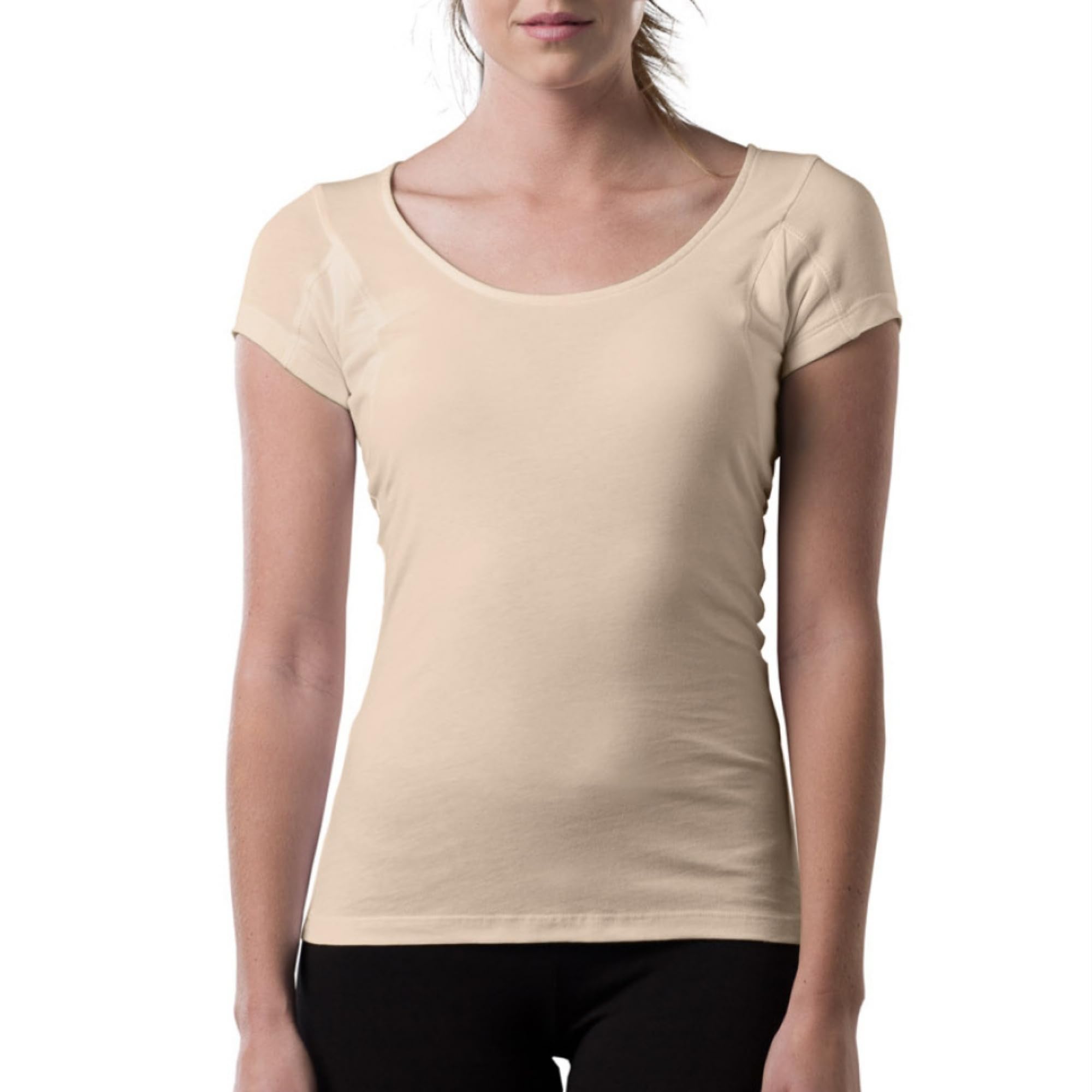 Women's Sweatproof Undershirt | 100% Cotton Scoop Neck Camisole | Breathable & Moisture-Wicking | Original Fit with Built-in Sweat Pads | Perfect for Yoga, Workouts & Everyday Wear