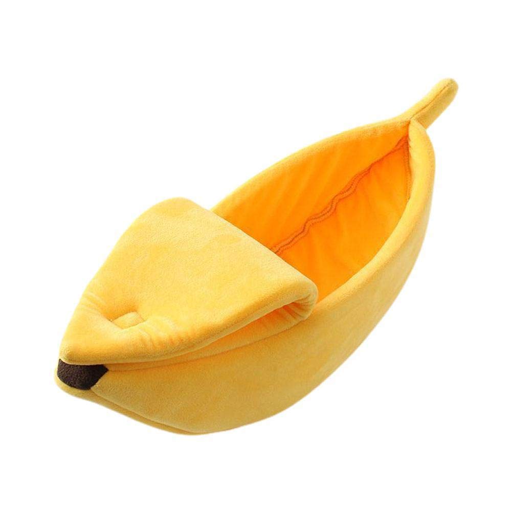 SXRC Banana Cat Bed House - Warm Soft Pet Bed for Cats & Small Dogs, Cozy Cuddle Sofa for Kittens - Yellow (25.5 Inch) | Perfect for Indoor Sleeping, Christmas Gift & Home Decor