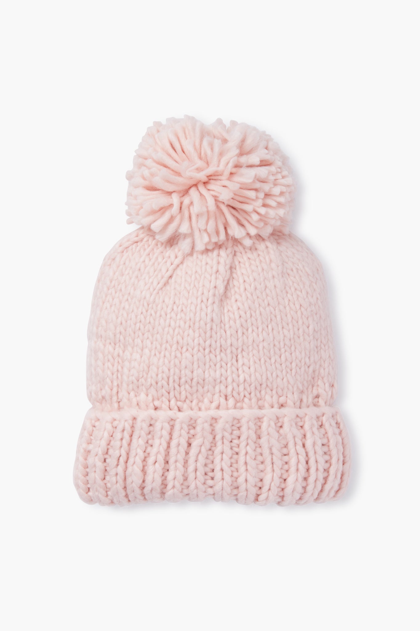 Blush Hand Knitted Basic Pom Beanie - Soft Winter Hat for Women & Girls - Perfect for Cold Weather, Outdoor Activities & Fashion