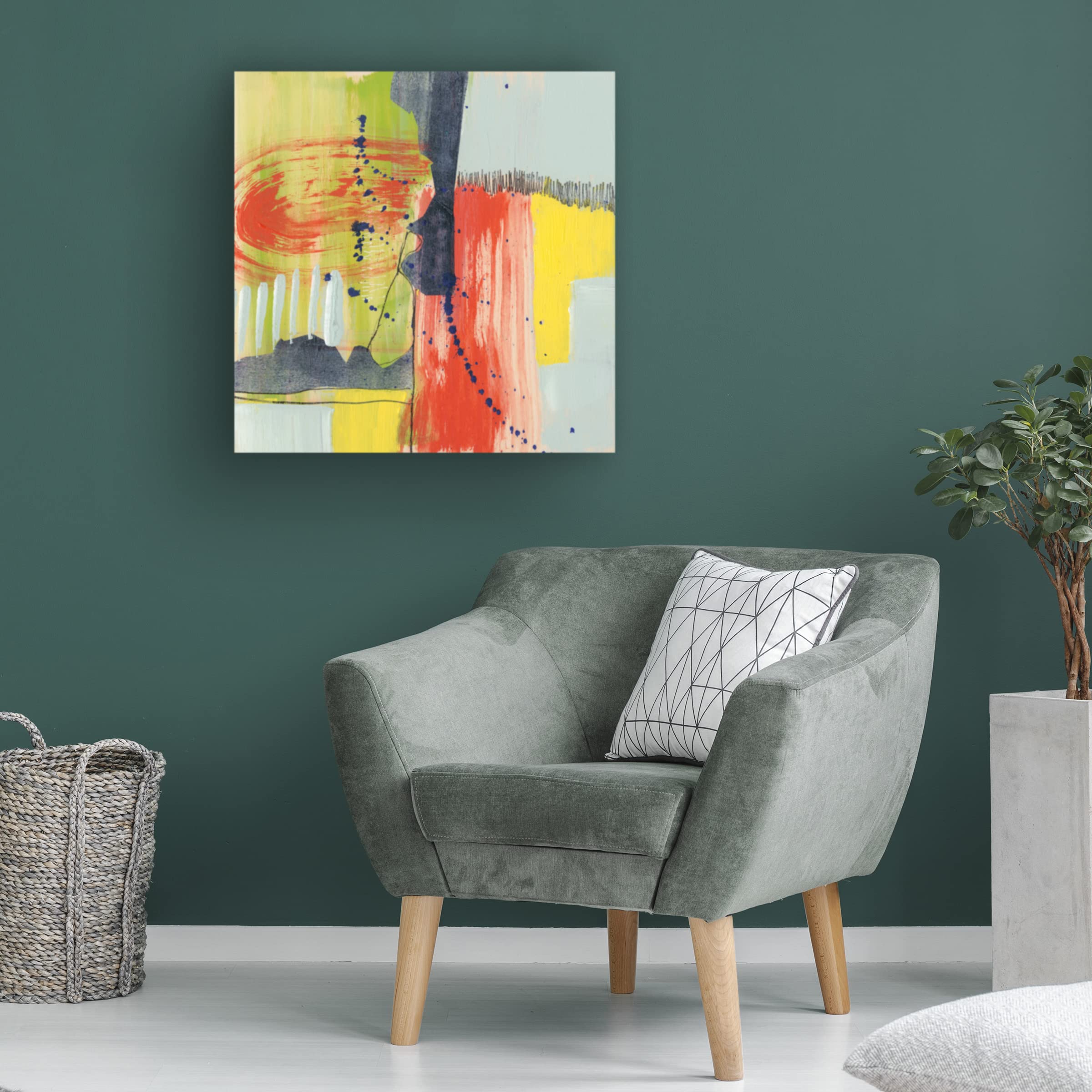 Jennifer Goldberger 'Bold Strokes II' Modern Abstract Canvas Wall Art - Handmade Painting for Living Room, Bedroom & Office Decor