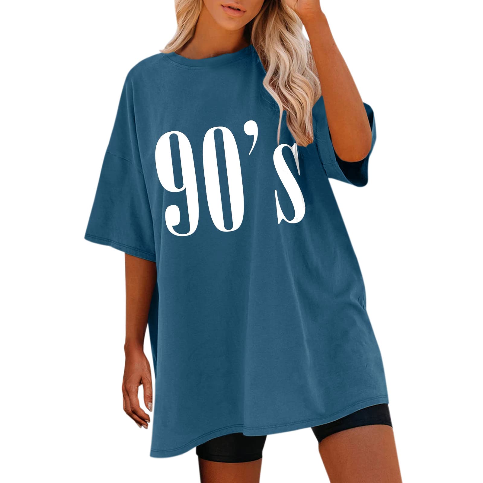 Funny Graphic Tees for Women - Oversized Short Sleeve T-Shirt with Sun and Moon Design | Casual Wear, Street Style, Summer Outfits