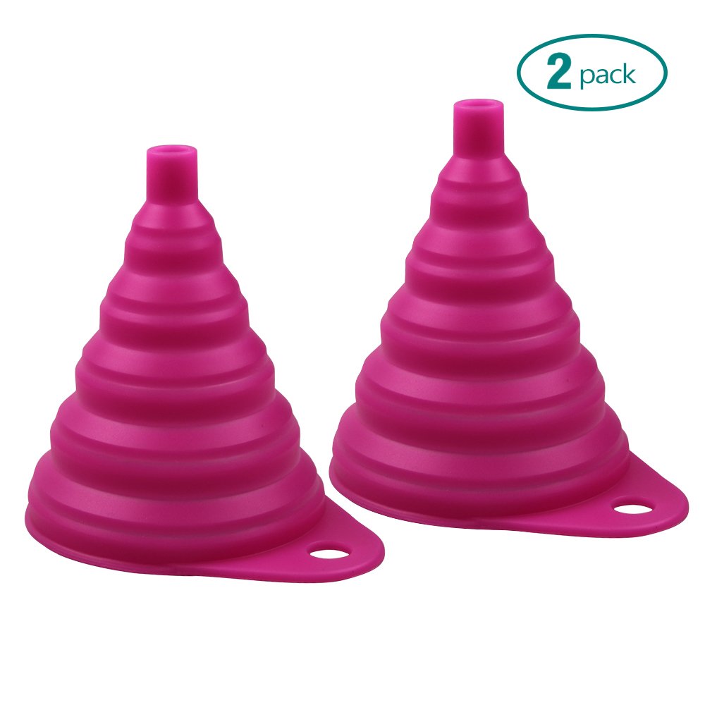 Foldable Silicone Funnel for Kitchen - BPA Free, Heat Resistant, Dishwasher Safe Collapsible Funnel (Pink) - Perfect for Baking, Cooking, Oil Transfer & Liquid Pouring