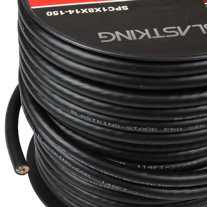 Blastking SPC1X8X14 150ft 14 AWG 8-Conductor Speaker Cable - High-Quality Audio Wire for Home Theater, Studio & Live Sound Systems
