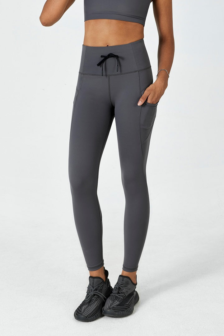 FlexEase™ High Waist Yoga Pants - Charcoal Grey - Women's Tummy Control Workout Leggings for Running, Gym & Lounge Wear