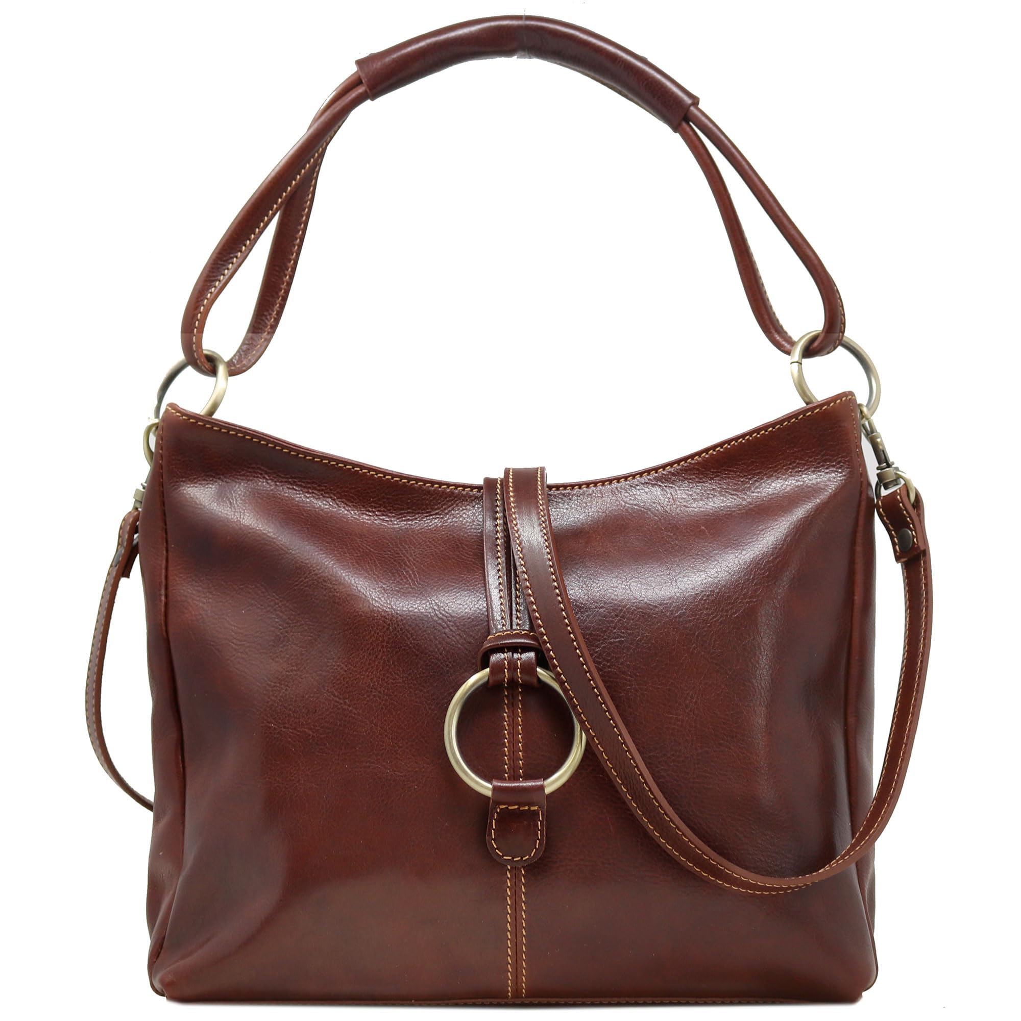 Floto Luggage Italian Tavoli Tote Bag - Premium Genuine Leather Handbag in Vintage Vecchio Brown, Medium Size | Perfect for Travel, Work & Everyday Use