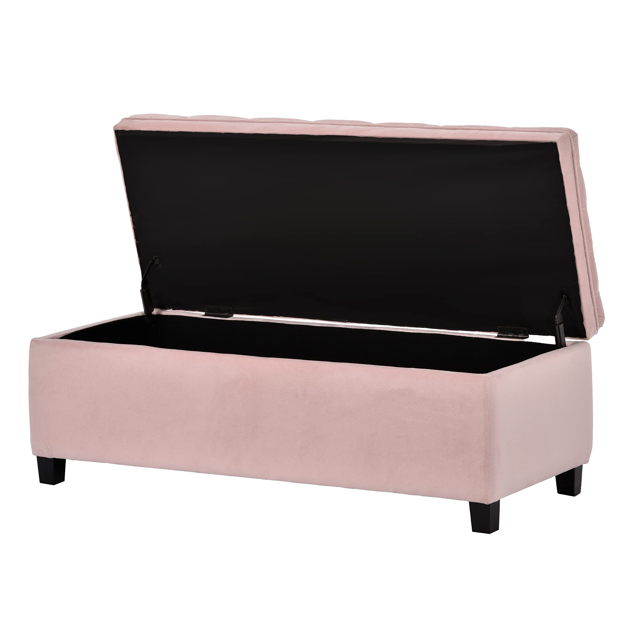 Flip Top Storage Ottoman Bench with Padded Seat - Multi-Purpose Storage Chest for Bedroom & Living Room - Pink - Perfect for Extra Seating, Blanket Storage, and Home Organization