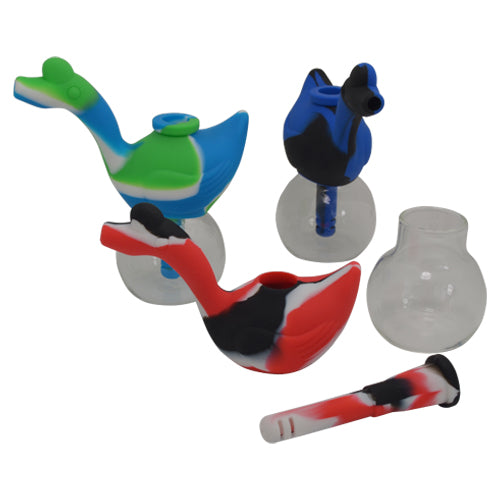 Premium Swan Glass Bubbler Pipe for Smooth Smoking - Perfect for Dry Herbs & Concentrates | Portable & Stylish Design for Home, Travel & Outdoor Use
