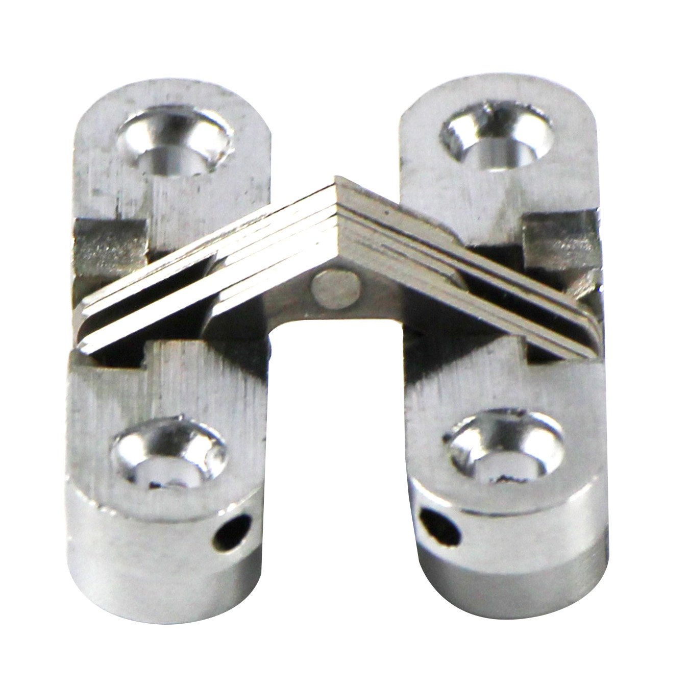 UOOOM 1 Pair Heavy Duty Stainless Steel Invisible Hinges - 180 Degree Concealed Cross Hinge for Folding Doors & Cabinets (32-A#) - Perfect for Kitchen Cabinets, Wardrobes & Furniture Installation