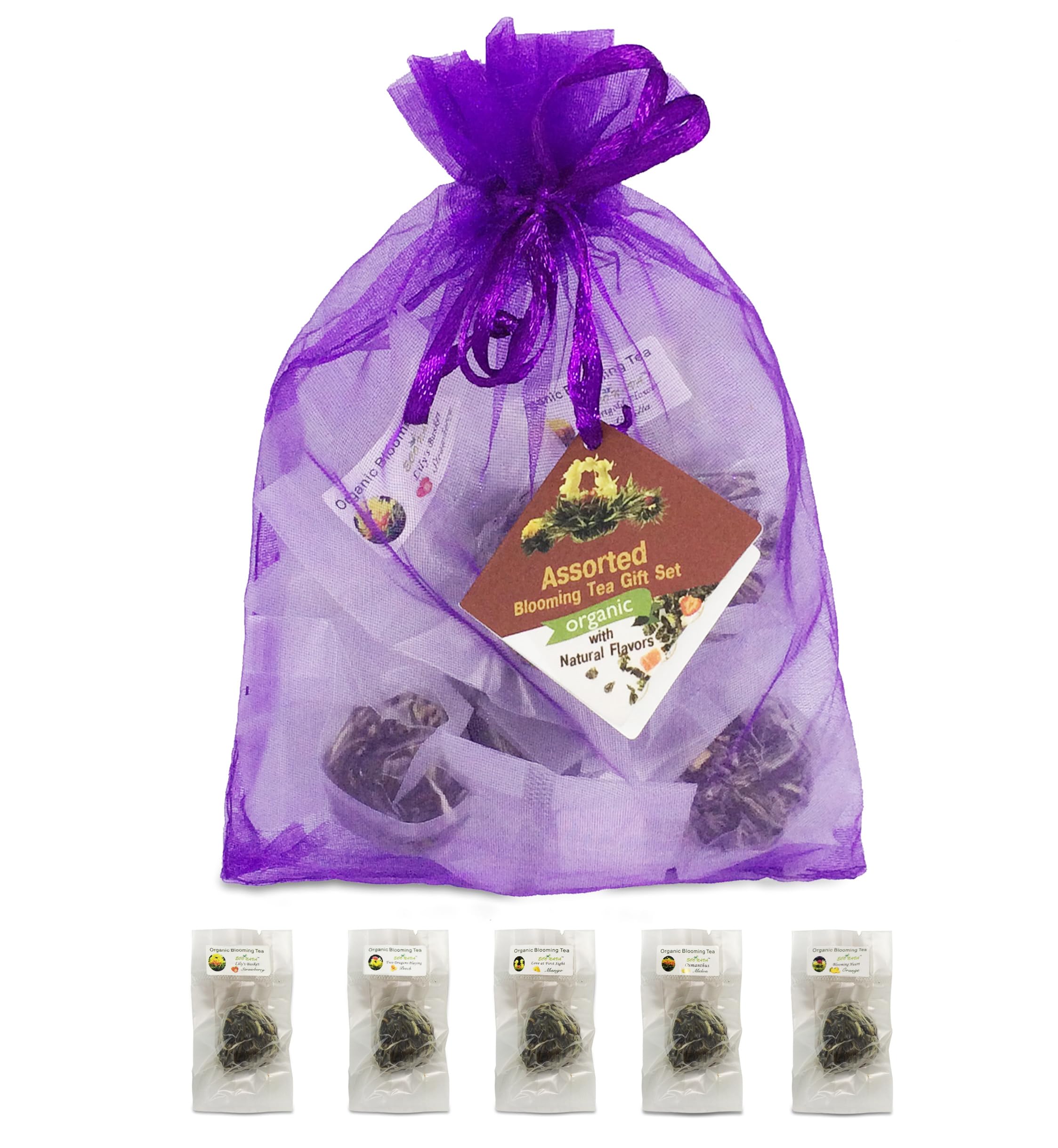 Premium Assorted Blooming Tea Flower Balls - Vanilla, Strawberry, Melon, Orange, Mango, Jasmine & Peach (7-Pack) | Handcrafted Floral Tea for Relaxation, Gifts & Special Occasions