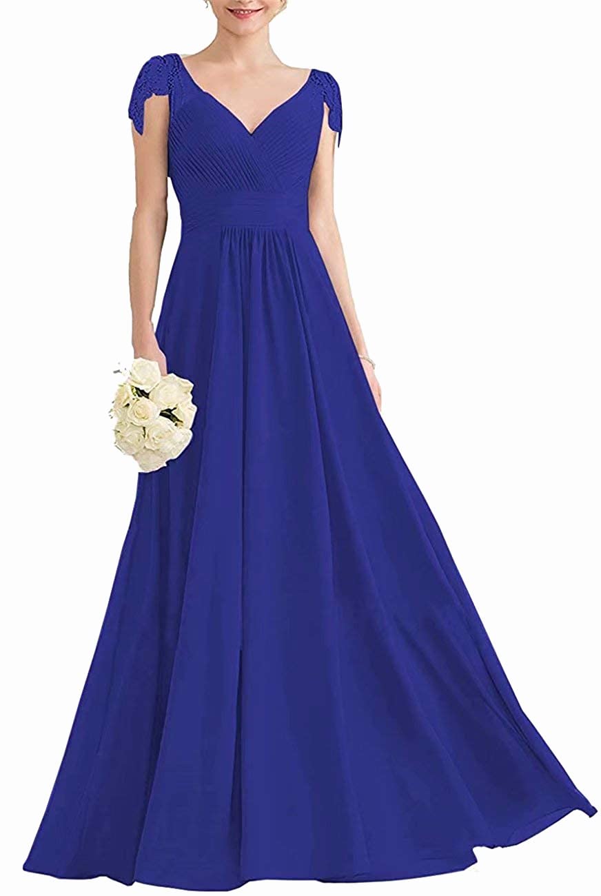 JAEDEN Long Chiffon Bridesmaid Dress - Elegant Prom & Wedding Party Gown with Cap Sleeves | Perfect for Formal Events, Evening Parties & Special Occasions